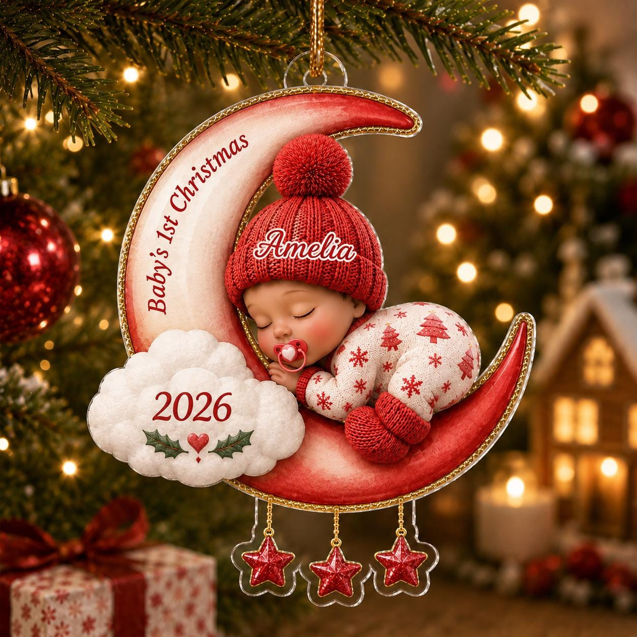 Personalized Babys First Christmas Ornament 2024 - Custom Name Acrylic Keepsake 2 - MeasureMason Personalized Babys First Christmas Ornament 2024 - Custom Name Acrylic Keepsake 2