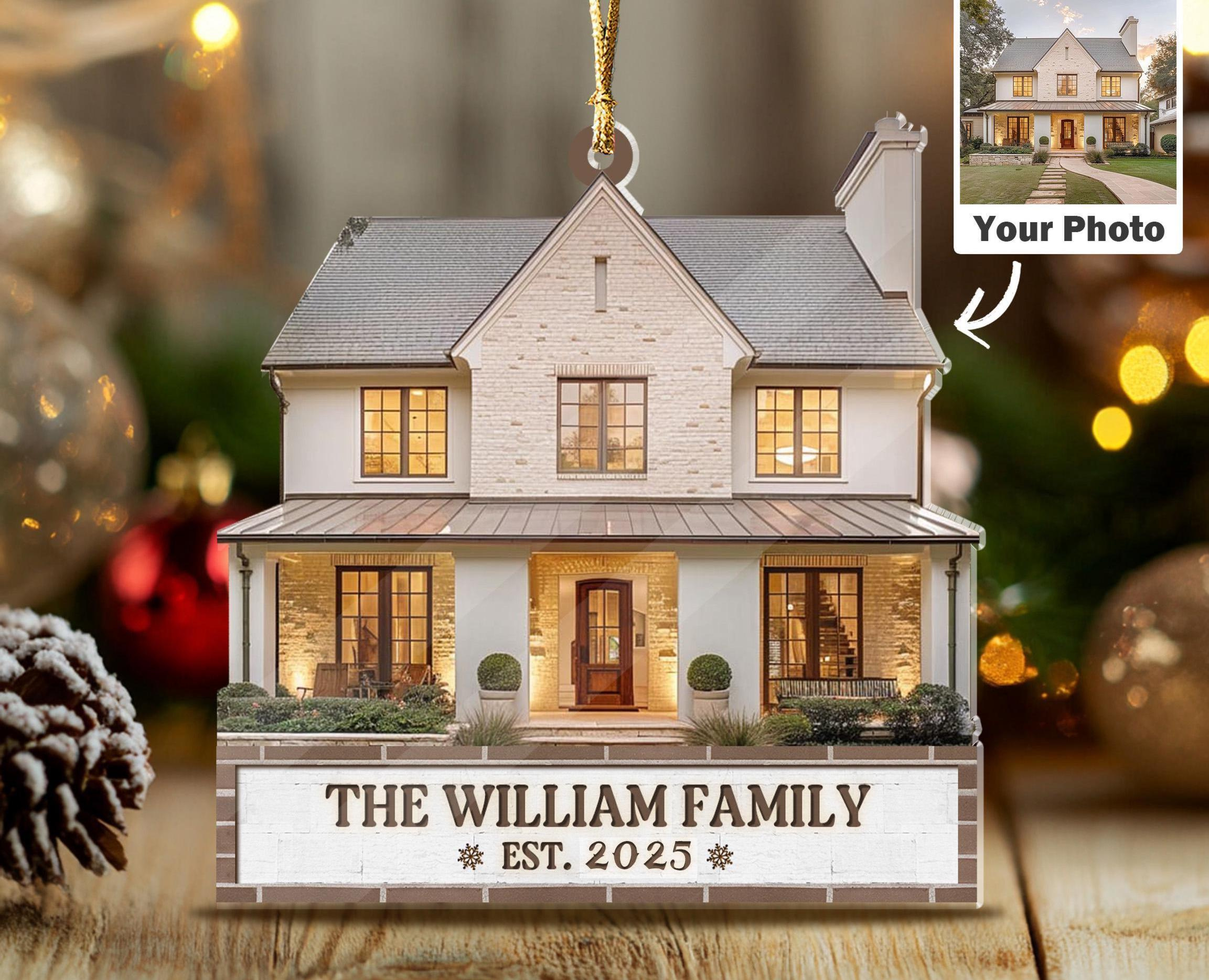 Personalized Home Photo Ornament, Custom New Home Christmas Ornament, House Ornament, Family Name Ornament, Housewarming Gift, Realtor Gift Personalized Home Photo Ornament, Custom New Home Christmas Ornament, House Ornament, Family Name Ornament, Housewarming Gift, Realtor Gift