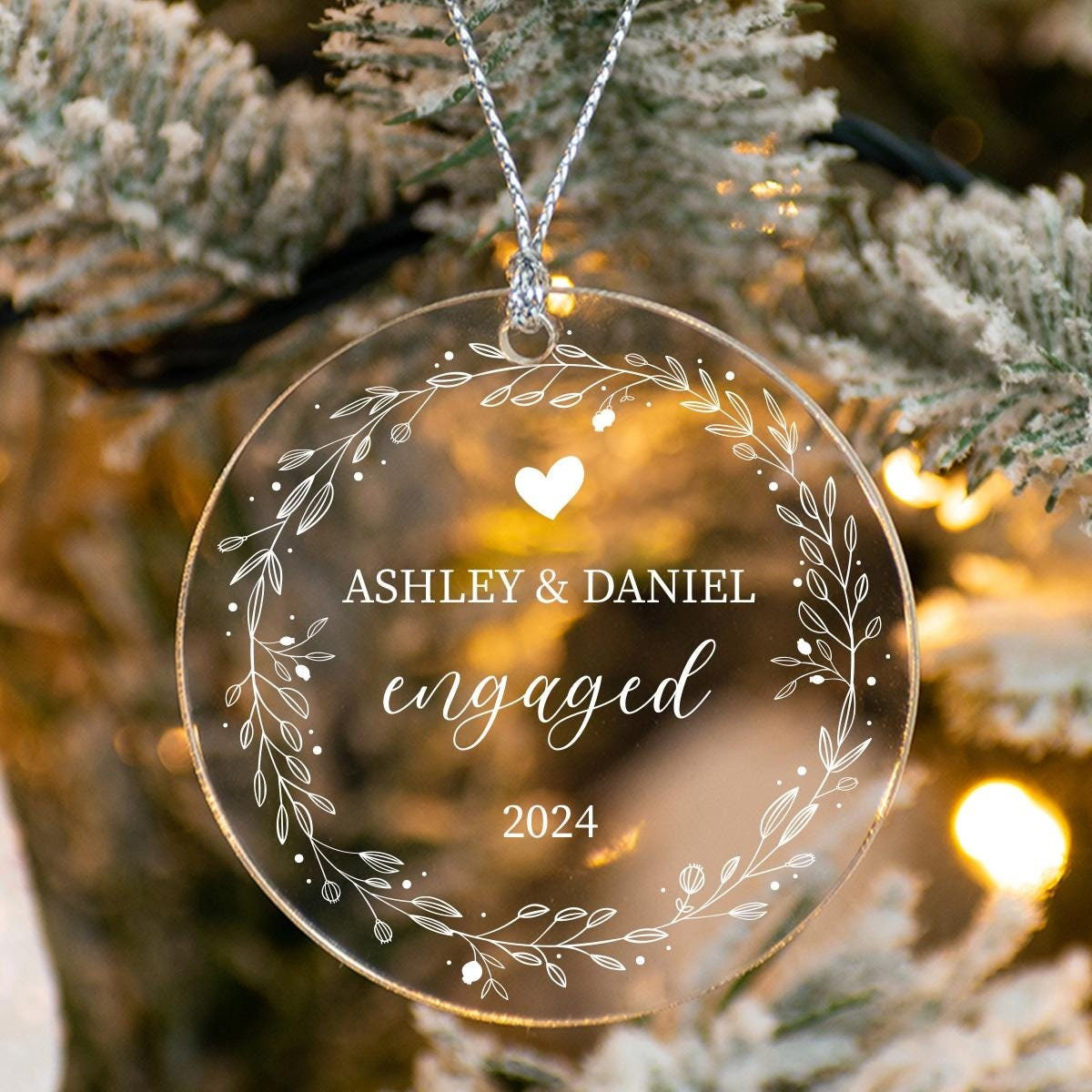 Personalized Engagement Ornament - Custom Couples Keepsake Gift with UV Printing 4 - MeasureMason Personalized Engagement Ornament - Custom Couples Keepsake Gift with UV Printing 4