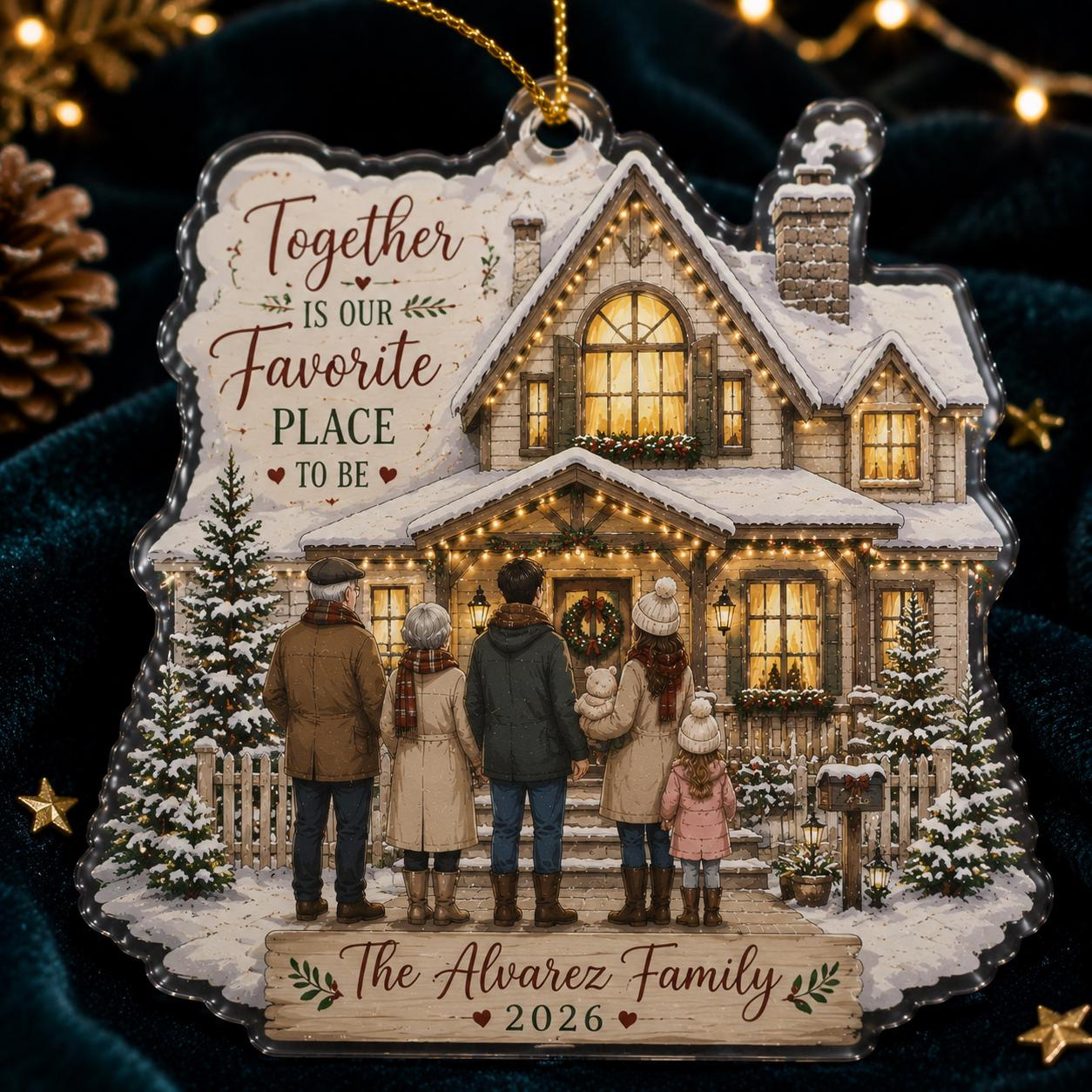 Custom Shape Family Christmas Ornament, Personalized Acrylic House Portrait with Names, Die Cut Keepsake 2026 Custom Shape Family Christmas Ornament, Personalized Acrylic House Portrait with Names, Die Cut Keepsake 2026