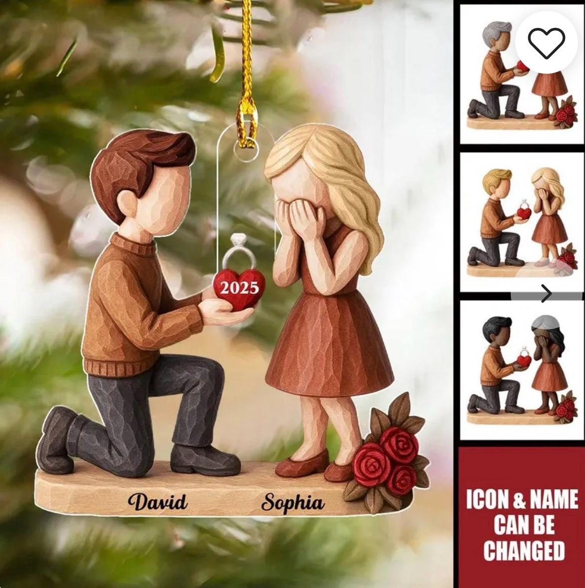 Personalized Couple Marriage Proposal Acrylic Ornament – She Said Yes Engagement Gift, Custom 2-Sided Keepsake