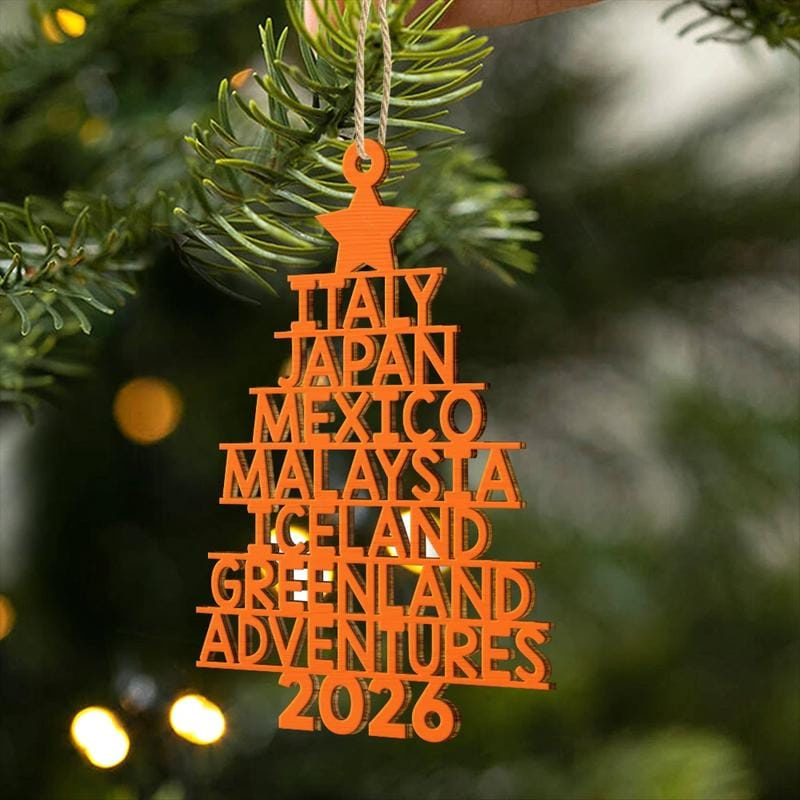 Personalized Travel-Themed Wooden Christmas Ornament with Custom Photo & Text