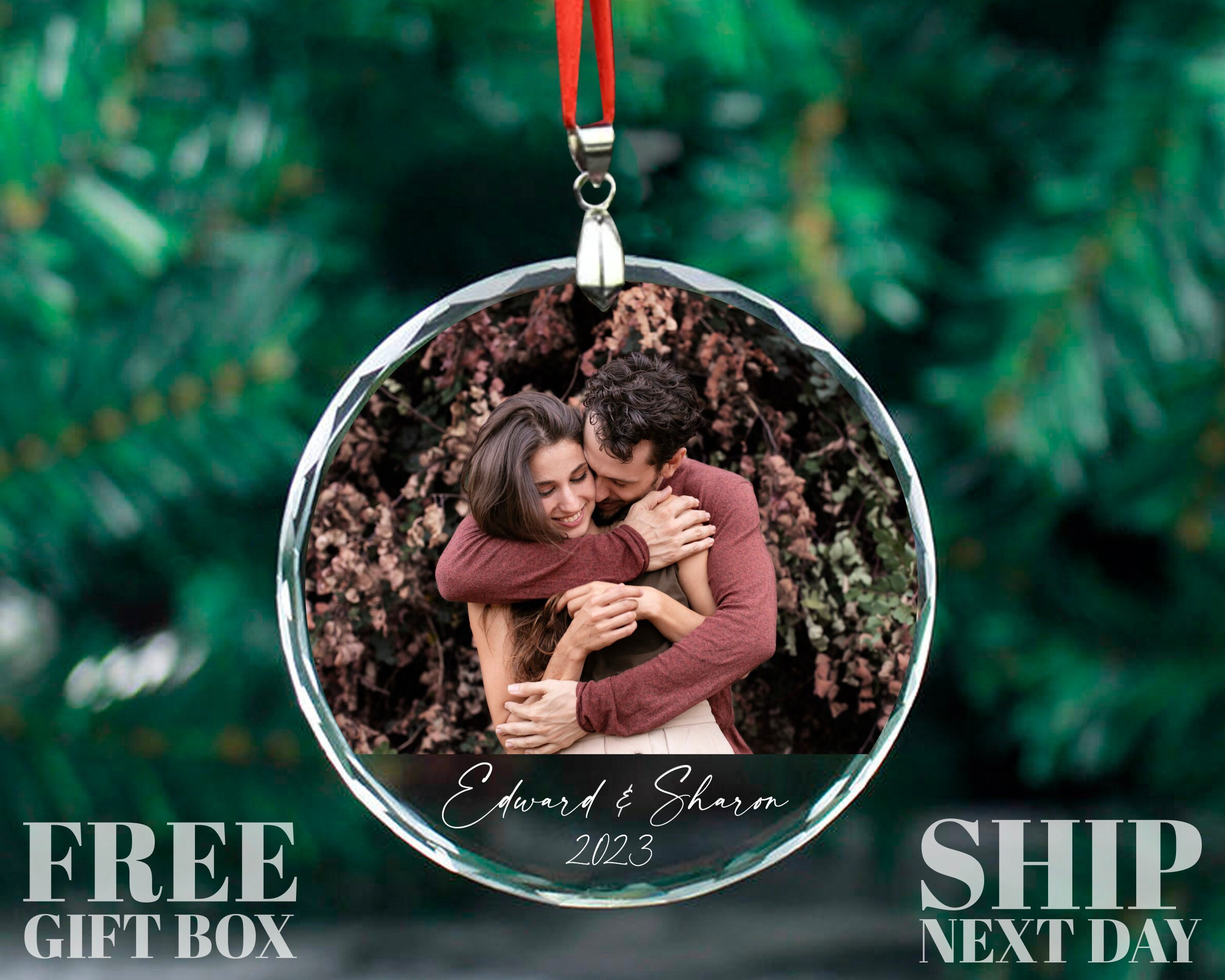 Personalized Photo Ornament - Custom Picture Keepsake for Couples - Unique Glass & Ceramic Gift Personalized Photo Ornament - Custom Picture Keepsake for Couples - Unique Glass & Ceramic Gift