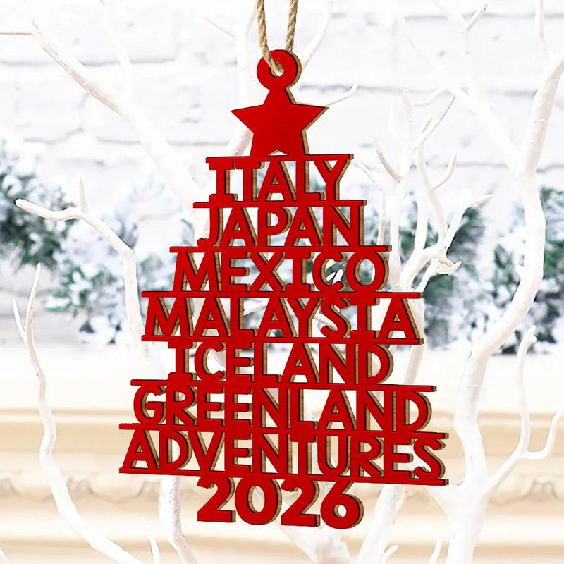 Personalized Travel-Themed Wooden Christmas Ornament with Custom Photo & Text 2 - MeasureMason Personalized Travel-Themed Wooden Christmas Ornament with Custom Photo & Text 2