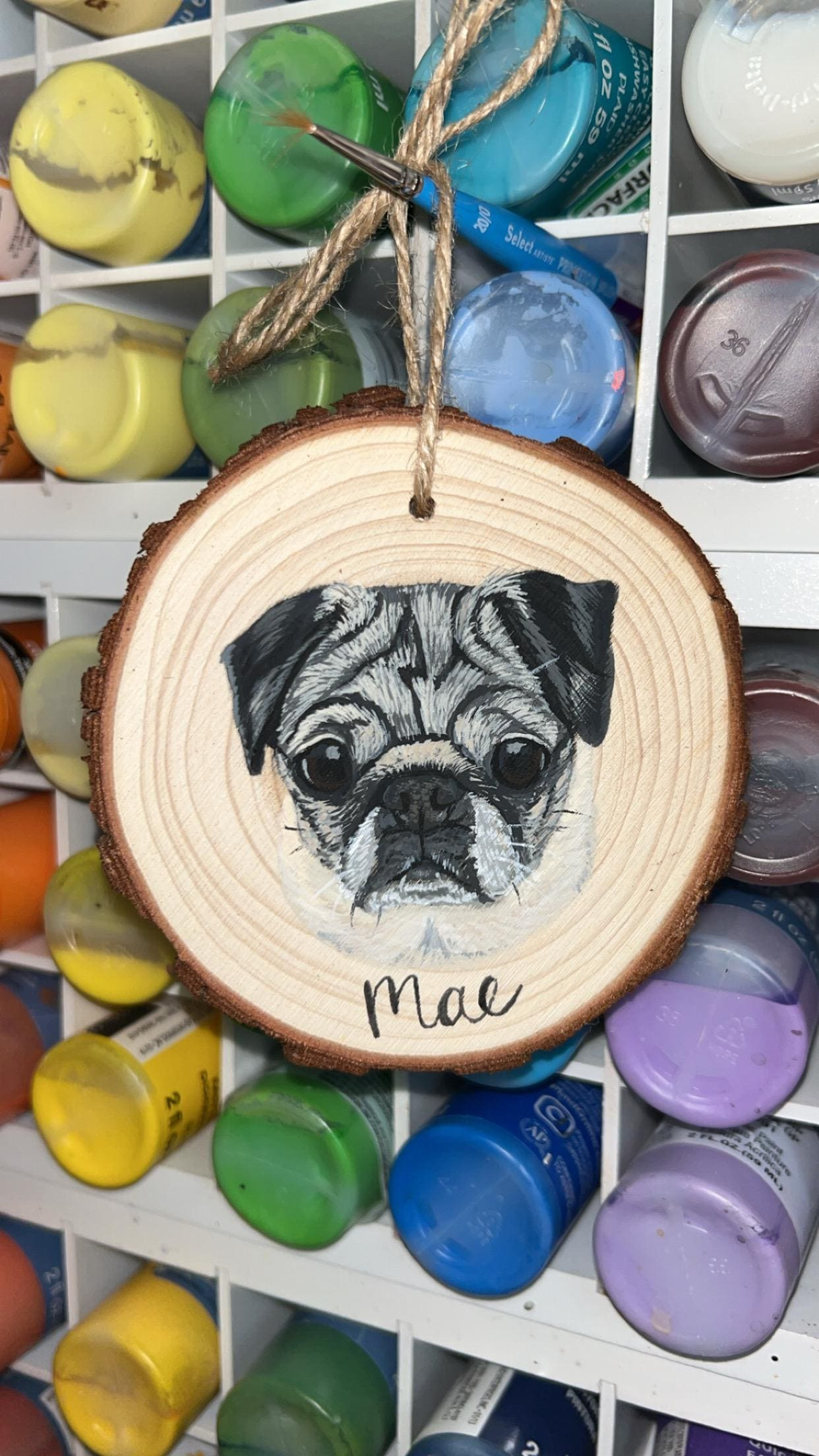 Custom Hand-Painted Pet Portrait on Wood Slice Ornament - Personalized Memorial Christmas Keepsake 1 - MeasureMason Custom Hand-Painted Pet Portrait on Wood Slice Ornament - Personalized Memorial Christmas Keepsake 1