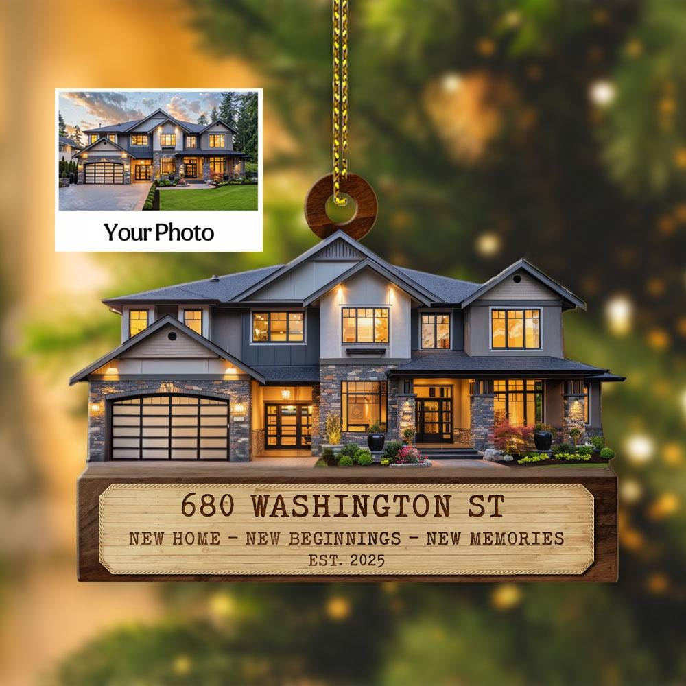 Personalized New Home Photo Ornament - Custom House Address Christmas Tree Decoration Gift Personalized New Home Photo Ornament - Custom House Address Christmas Tree Decoration Gift