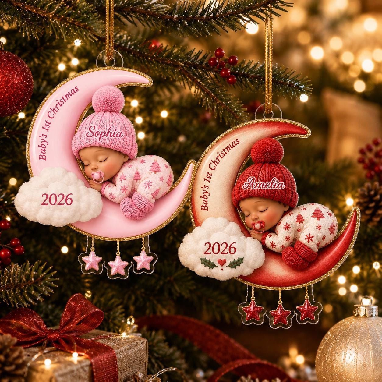 Personalized Baby's First Christmas Ornament 2024 - Custom Name Acrylic Keepsake Personalized Baby's First Christmas Ornament 2024 - Custom Name Acrylic Keepsake