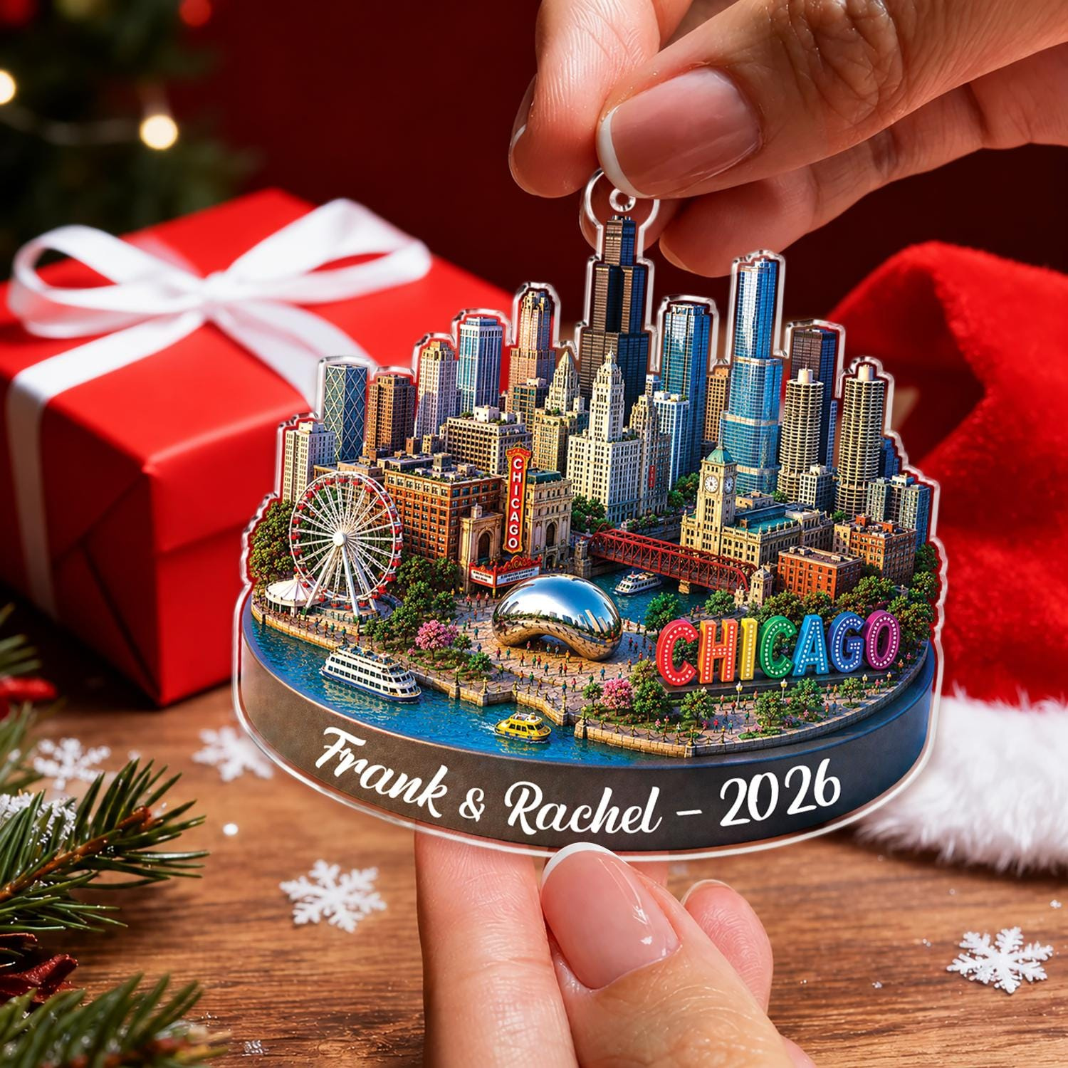 Personalized Chicago Ornament - Custom City Skyline Acrylic Christmas Keepsake, Family Travel Souvenir Gift 4 - MeasureMason Personalized Chicago Ornament - Custom City Skyline Acrylic Christmas Keepsake, Family Travel Souvenir Gift 4
