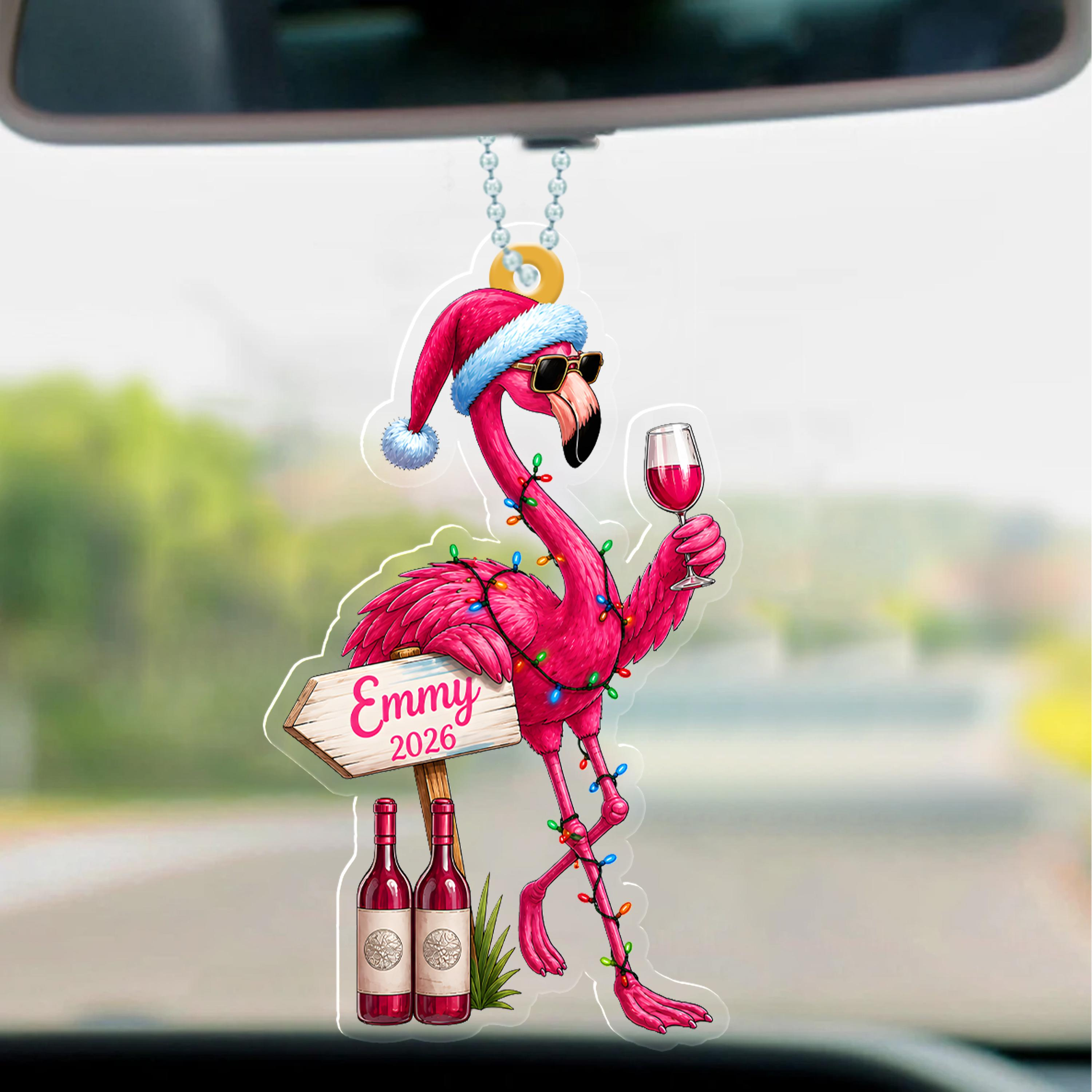 Personalized Flamingo Drink Wine Ornament - 2D Flat Acrylic Christmas Keepsake Gift C2HF27-CO 4 - MeasureMason Personalized Flamingo Drink Wine Ornament - 2D Flat Acrylic Christmas Keepsake Gift C2HF27-CO 4