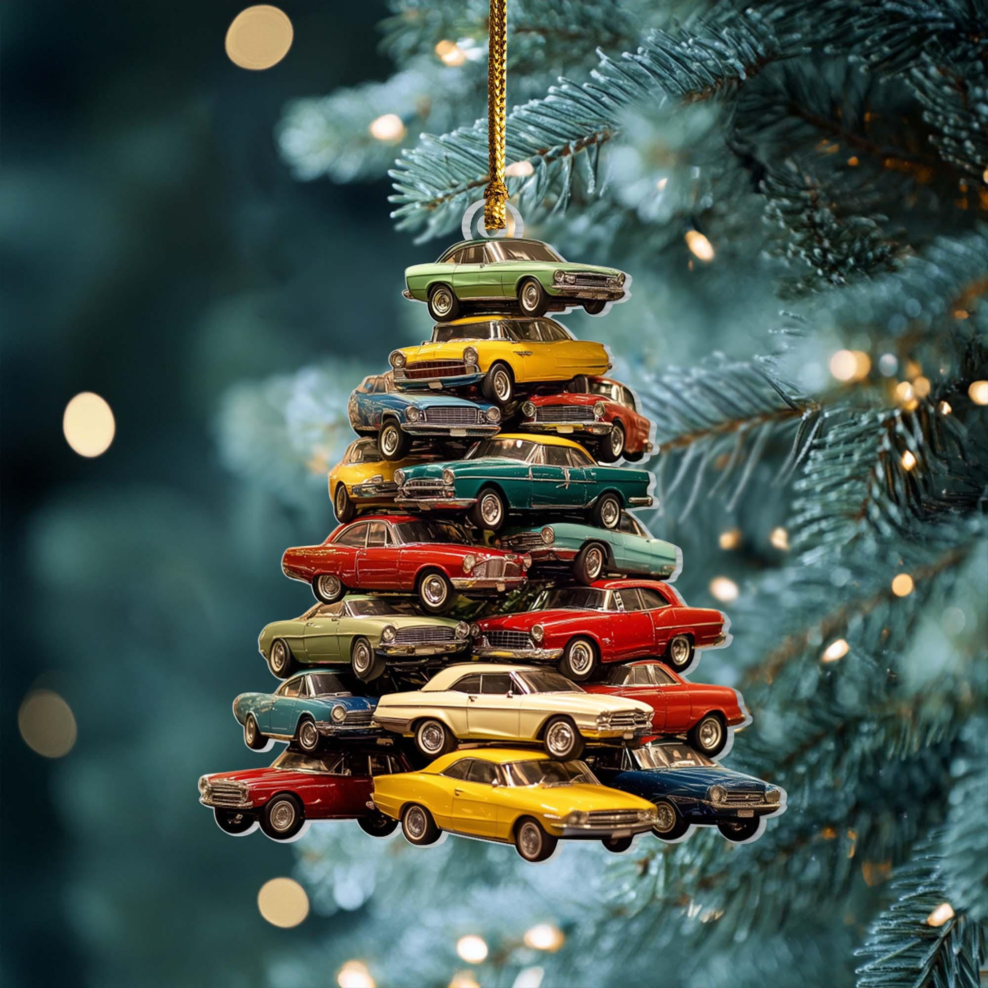 Muscle Car Collection Christmas Ornament - Acrylic Car Lover Xmas Tree Decor, Holiday Gift for Car Enthusiast 3 - MeasureMason Muscle Car Collection Christmas Ornament - Acrylic Car Lover Xmas Tree Decor, Holiday Gift for Car Enthusiast 3