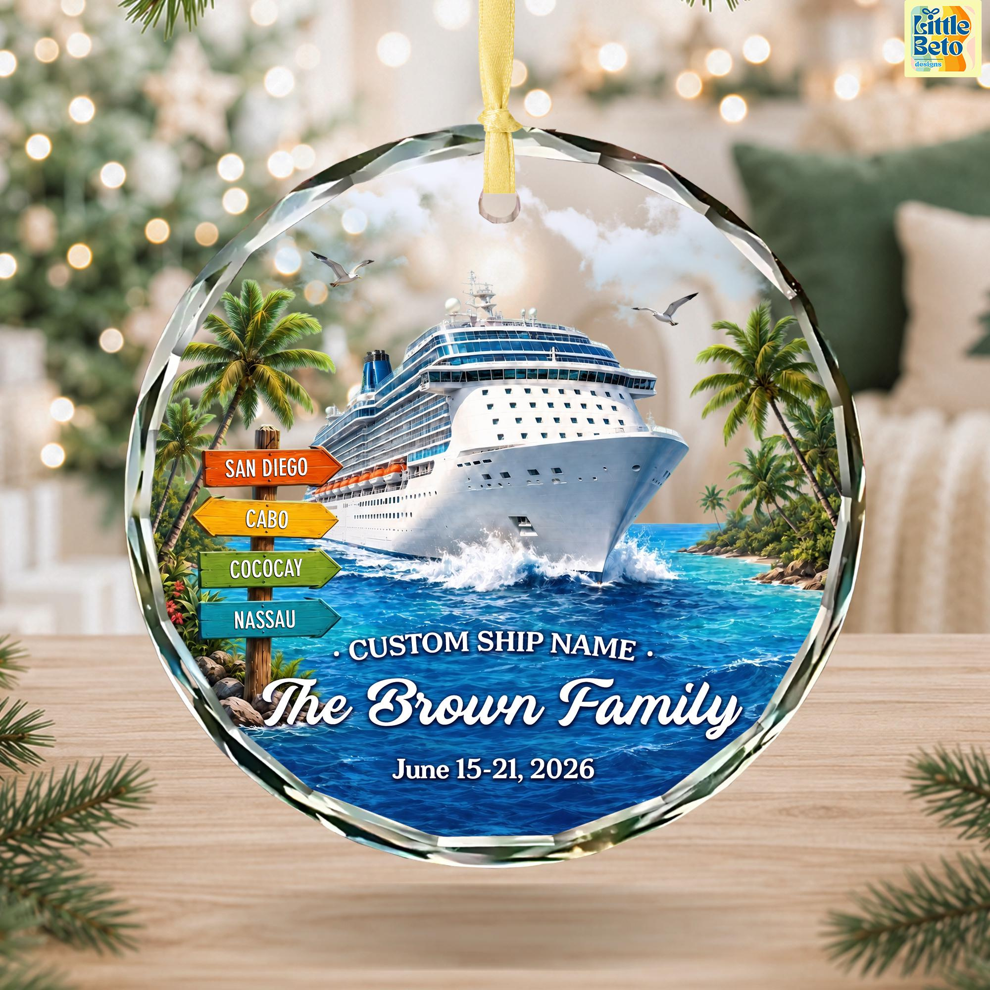 Personalized Travel Adventure Ornament, Cruise Ship Vacation Keepsake, Family Cruise Gift, Honeymoon Christmas Ornament 2 - MeasureMason Personalized Travel Adventure Ornament, Cruise Ship Vacation Keepsake, Family Cruise Gift, Honeymoon Christmas Ornament 2