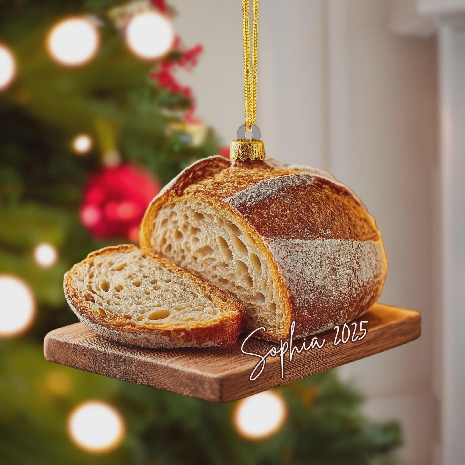 Personalized Sourdough Bread Ornament, Custom Bakery Christmas Tree Decor, Rustic Baker Gift Holiday Keepsake 2025