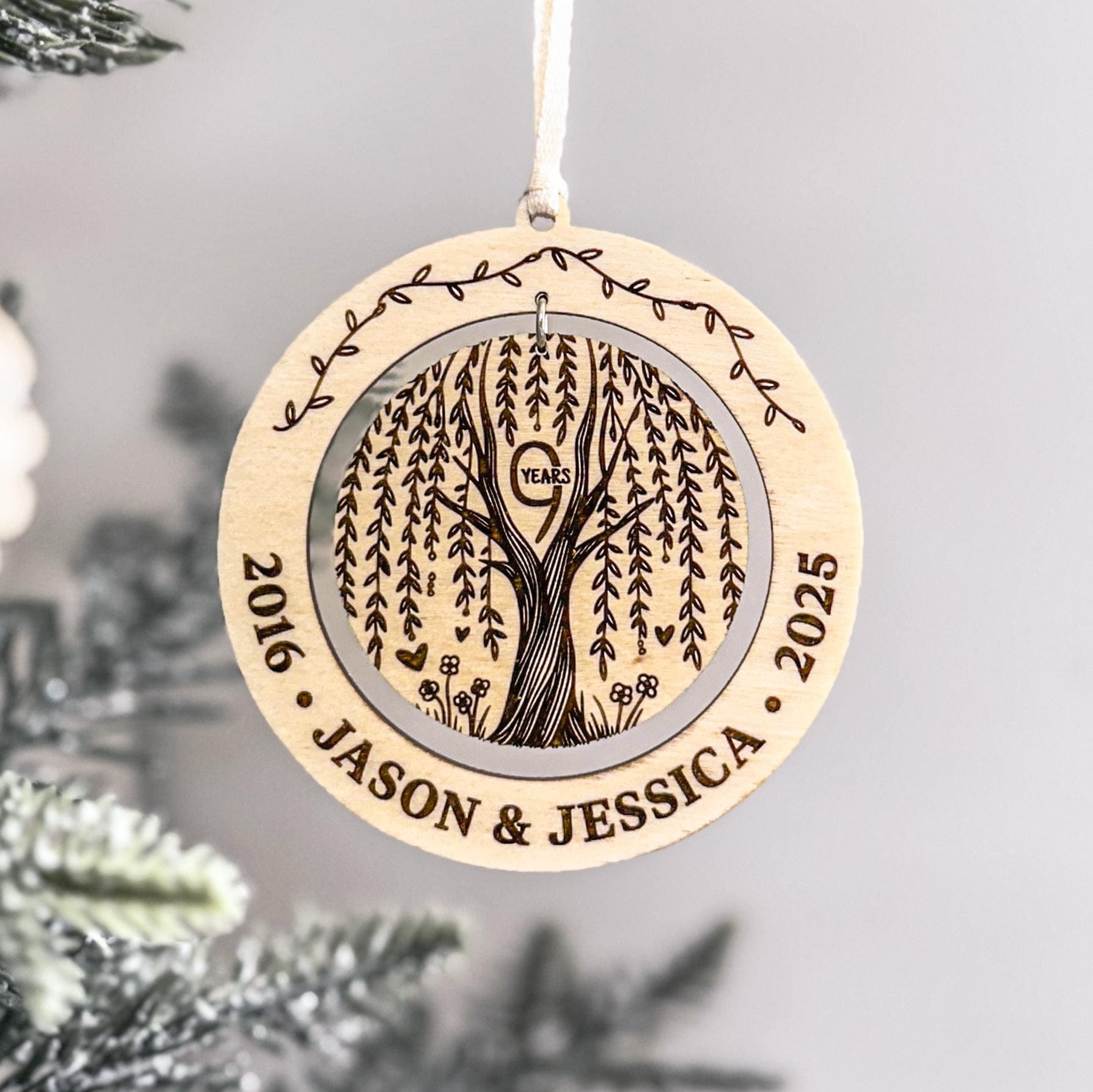 9th Anniversary Gift, Willow Anniversary Ornament, Custom Gift for Husband or Wife, 9 Year 9th Anniversary Gift, Willow Anniversary Ornament, Custom Gift for Husband or Wife, 9 Year