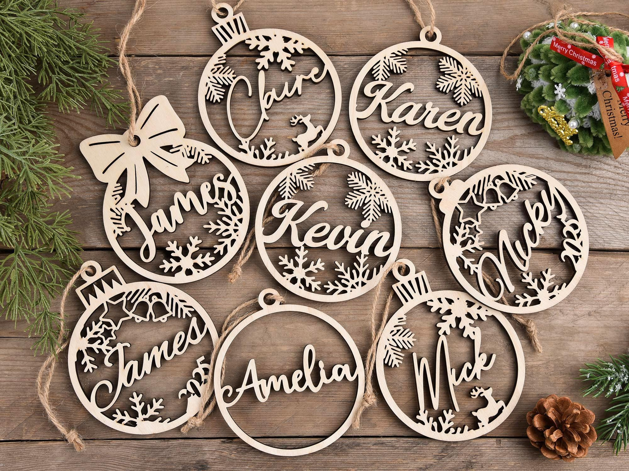 Personalized Wooden Christmas Ornament with Custom Name - Handmade Holiday Tree Decoration Personalized Wooden Christmas Ornament with Custom Name - Handmade Holiday Tree Decoration