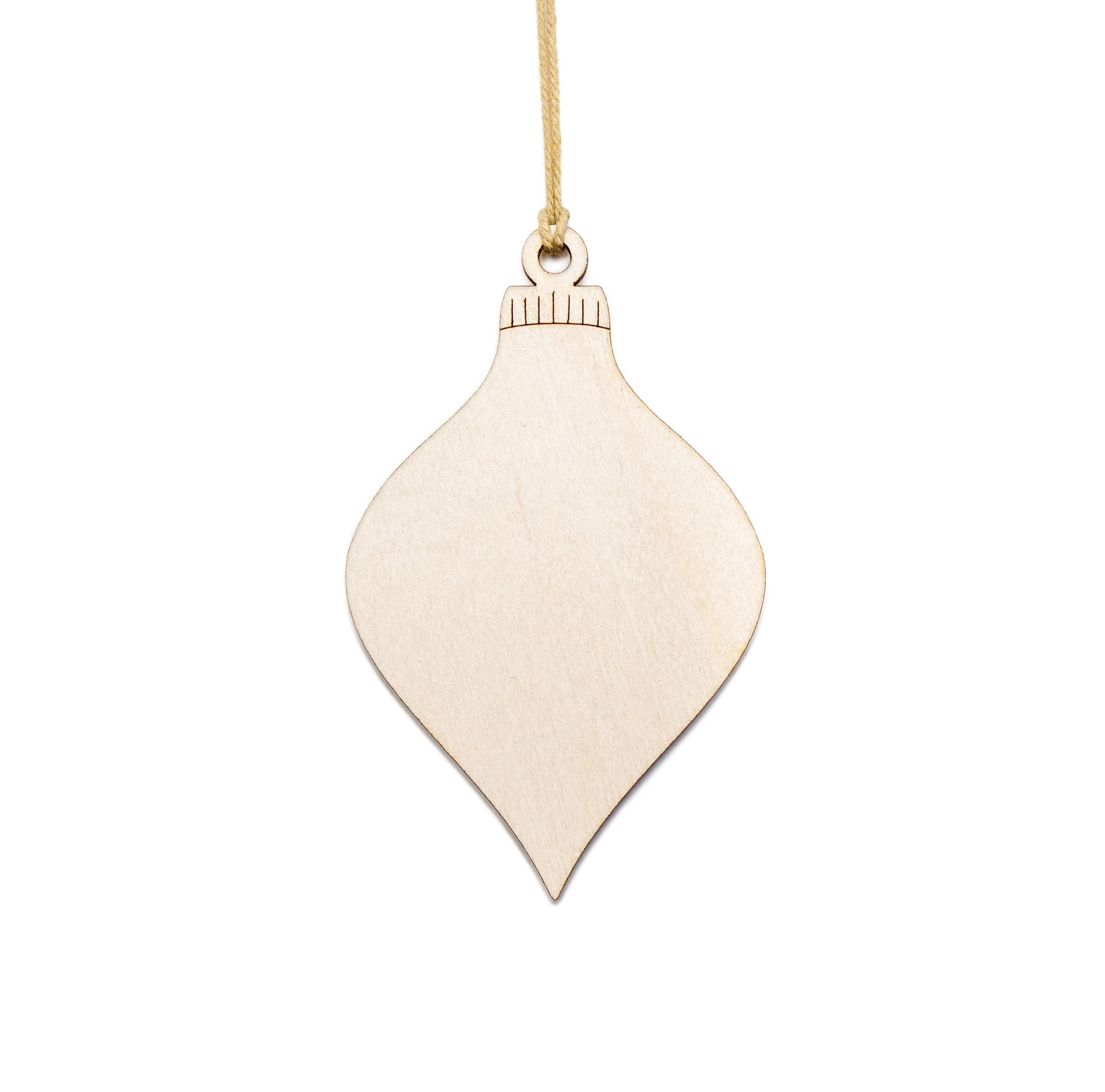 Teardrop Wood Ornament - Laser Cut Unfinished Christmas Ornament - Multiple Sizes Teardrop Wood Ornament - Laser Cut Unfinished Christmas Ornament - Multiple Sizes