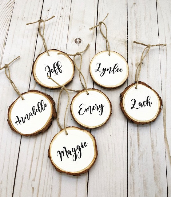Custom Name Wood Slice Ornament, Rustic Christmas Tree Ornament, Holiday Decor, Chalkboard Style Custom Name Wood Slice Ornament, Rustic Christmas Tree Ornament, Holiday Decor, Chalkboard Style