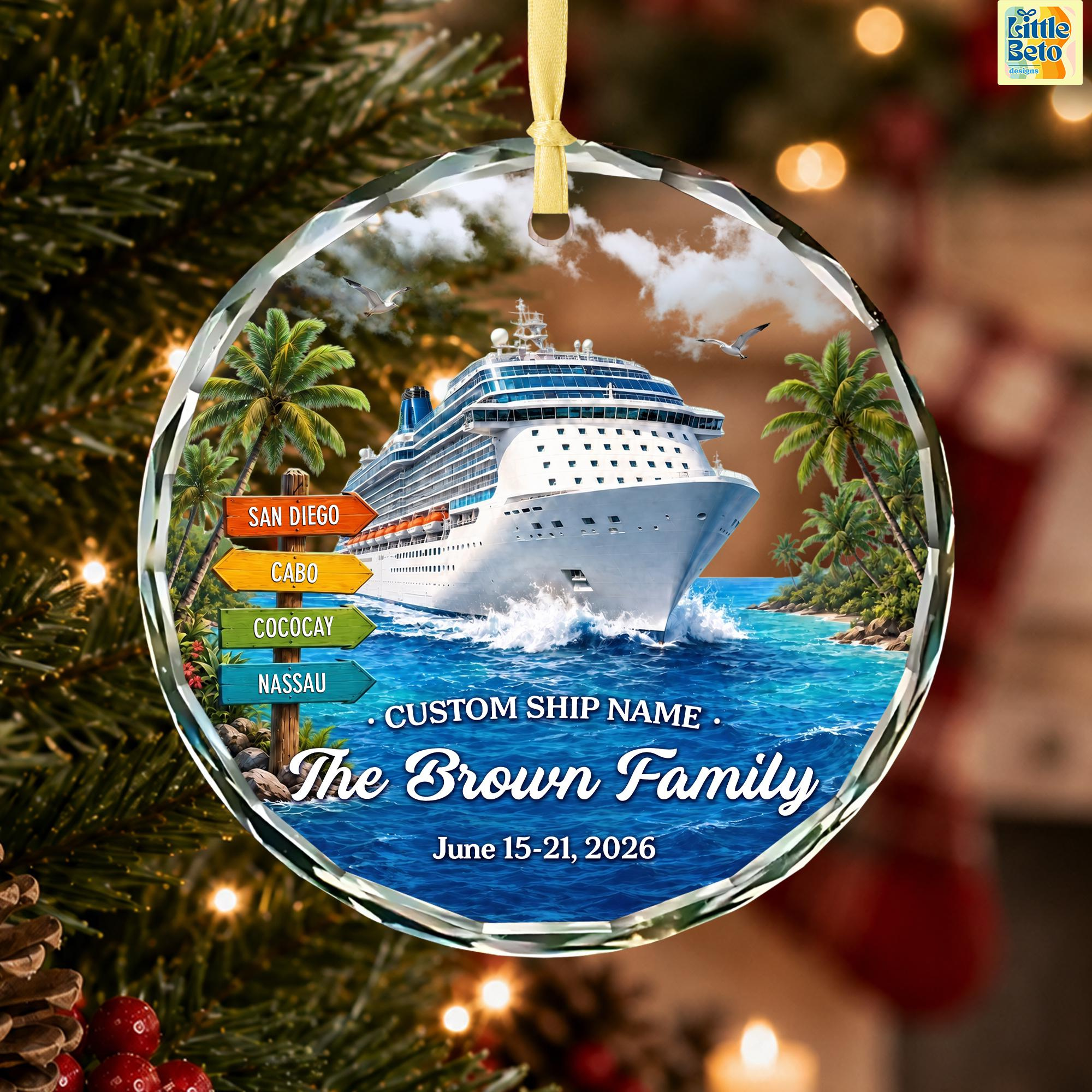 Personalized Travel Adventure Ornament, Cruise Ship Vacation Keepsake, Family Cruise Gift, Honeymoon Christmas Ornament 4 - MeasureMason Personalized Travel Adventure Ornament, Cruise Ship Vacation Keepsake, Family Cruise Gift, Honeymoon Christmas Ornament 4
