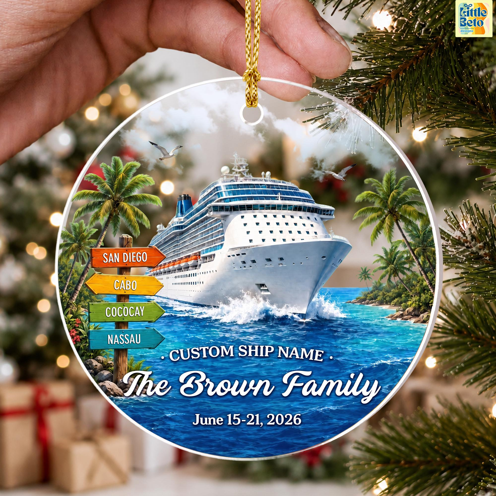 Personalized Travel Adventure Ornament, Cruise Ship Vacation Keepsake, Family Cruise Gift, Honeymoon Christmas Ornament 3 - MeasureMason Personalized Travel Adventure Ornament, Cruise Ship Vacation Keepsake, Family Cruise Gift, Honeymoon Christmas Ornament 3