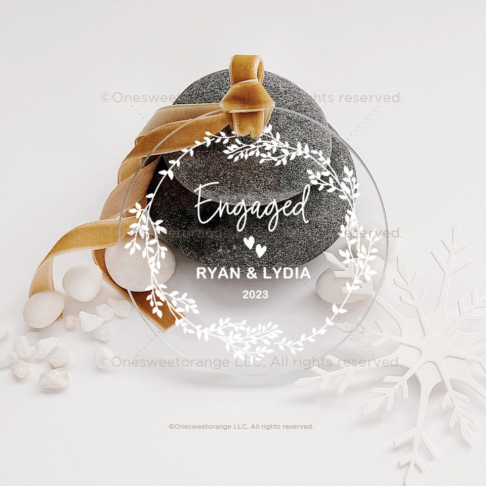 Personalized Acrylic Engagement Ornament with Custom Names