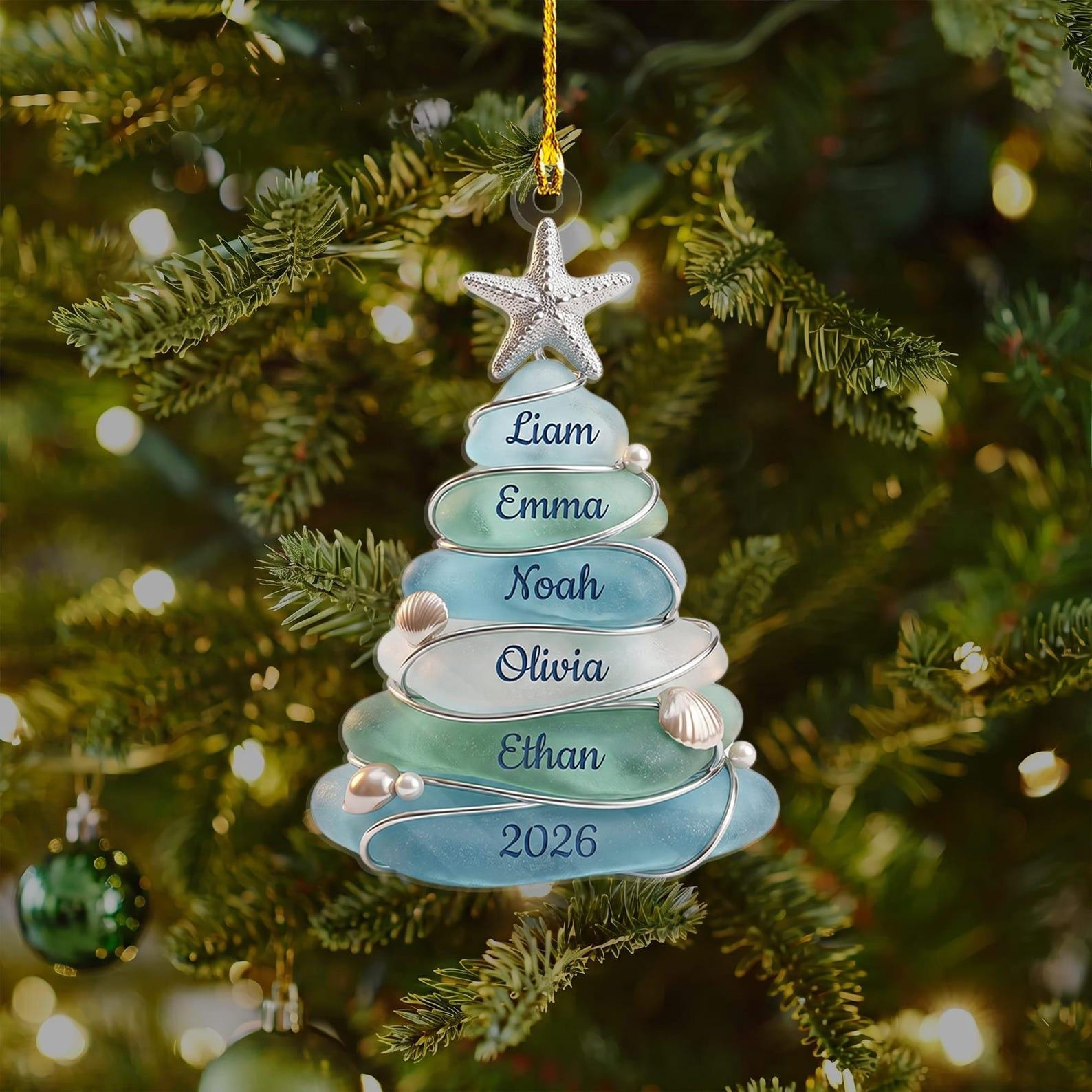 Custom Sea Glass Tree 2026 Ornament, Personalized Coastal Christmas Keepsake with Up to 13 Family Names 4 - MeasureMason Custom Sea Glass Tree 2026 Ornament, Personalized Coastal Christmas Keepsake with Up to 13 Family Names 4