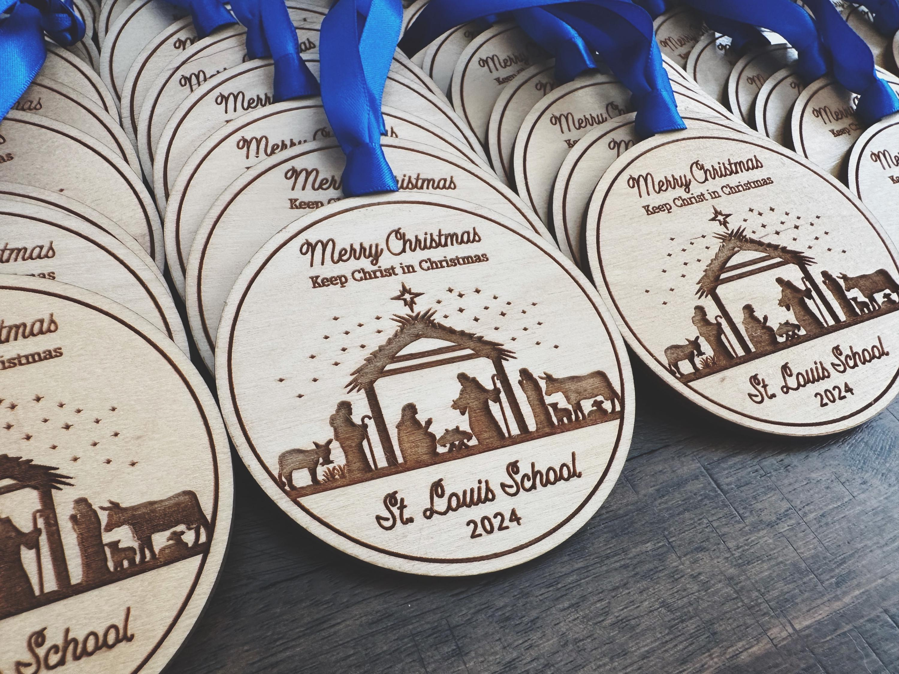 Personalized Nativity Manger Ornament, Church Christmas Eve Favor, Bible Study Gift, Custom Engraved 1 - MeasureMason Personalized Nativity Manger Ornament, Church Christmas Eve Favor, Bible Study Gift, Custom Engraved 1