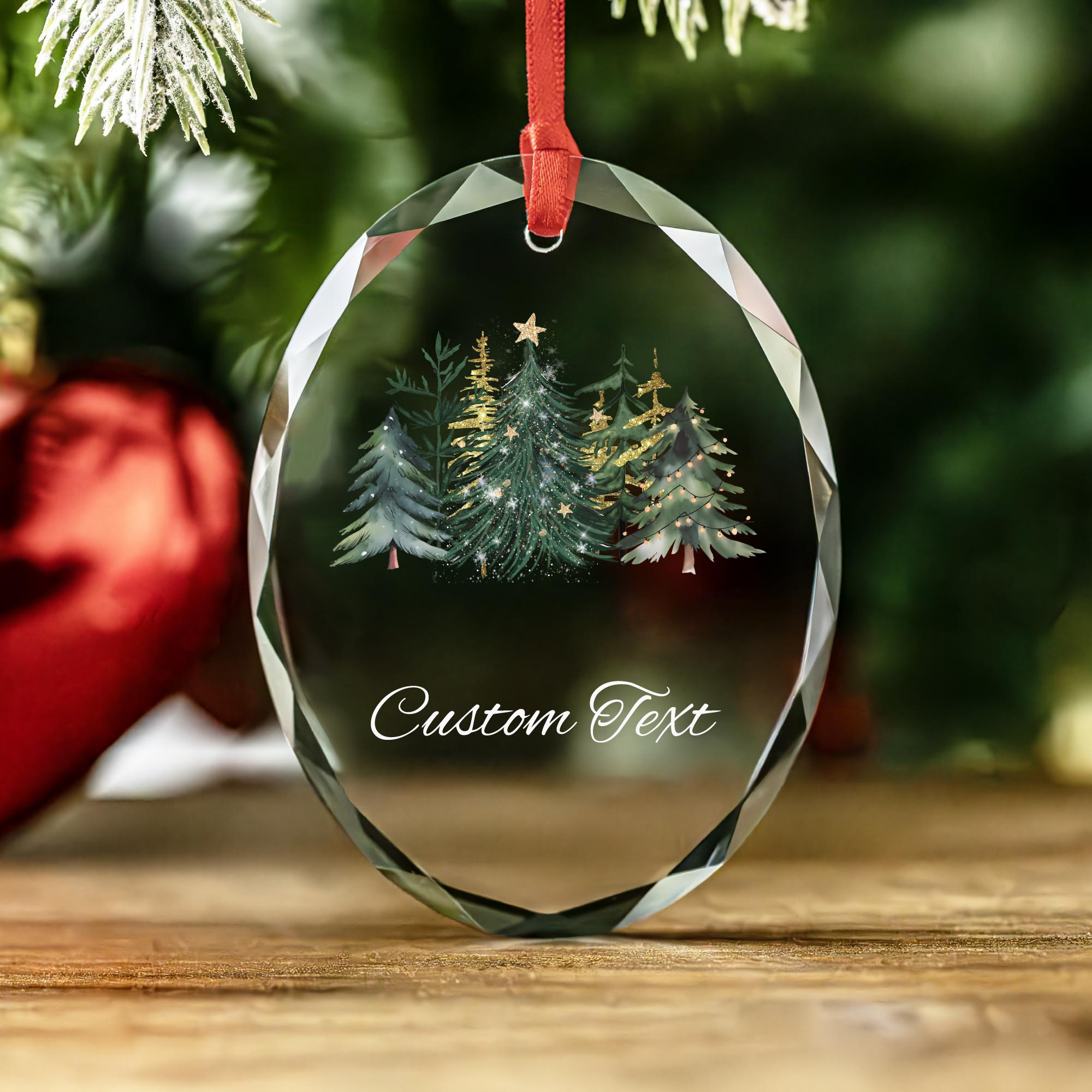 Personalized Glass Christmas Ornament 2025 - Custom Text Tree Decoration Holiday Keepsake Gift