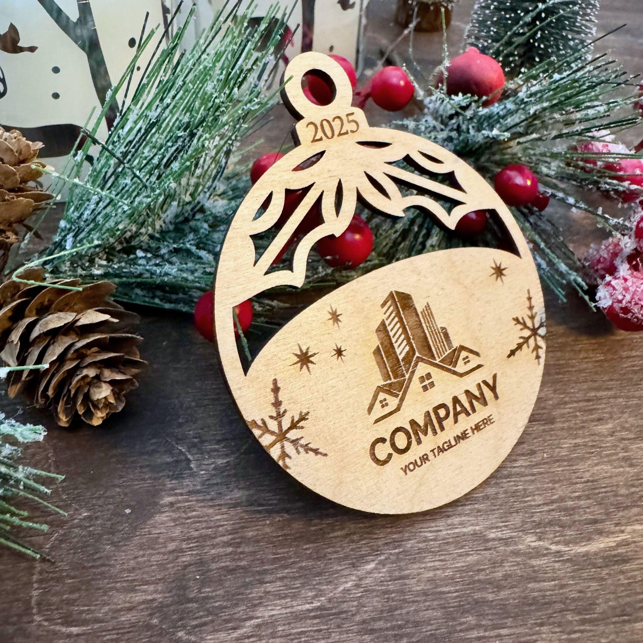 Wholesale Custom Laser Cut Wood Christmas Ornaments - Personalized Company Logo Holiday Gift 3 - MeasureMason Wholesale Custom Laser Cut Wood Christmas Ornaments - Personalized Company Logo Holiday Gift 3