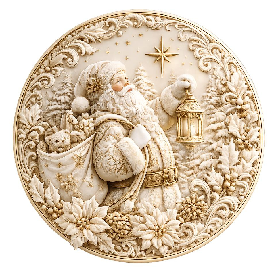 Santa Double-Sided Ceramic Christmas Ornament in Keepsake Gift Tin 1 - MeasureMason Santa Double-Sided Ceramic Christmas Ornament in Keepsake Gift Tin 1