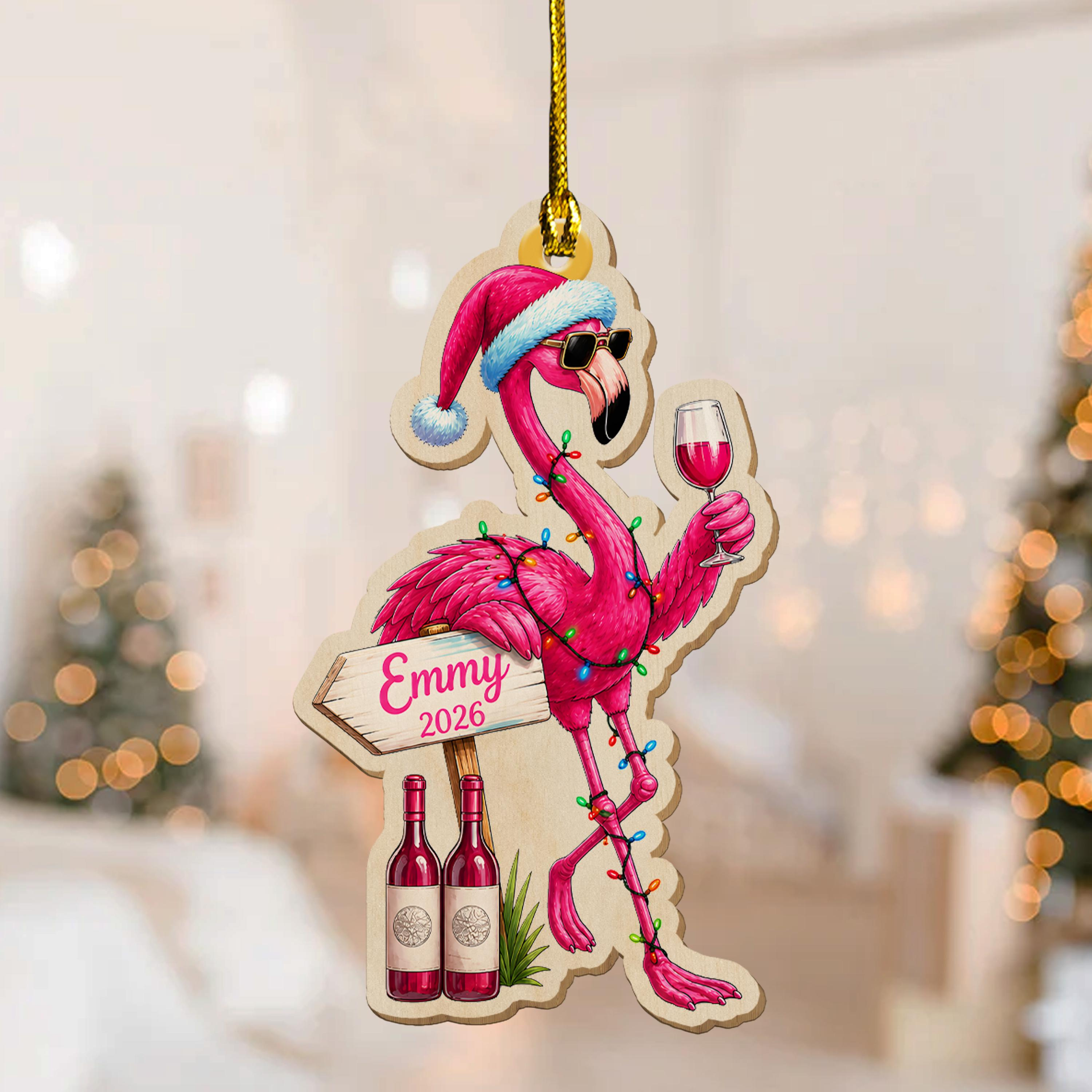 Personalized Flamingo Drink Wine Ornament - 2D Flat Acrylic Christmas Keepsake Gift C2HF27-CO 3 - MeasureMason Personalized Flamingo Drink Wine Ornament - 2D Flat Acrylic Christmas Keepsake Gift C2HF27-CO 3