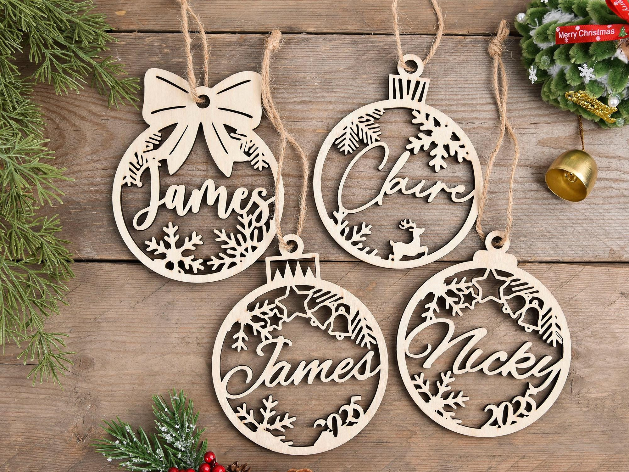 Personalized Wooden Christmas Ornament with Custom Name - Handmade Holiday Tree Decoration 4 - MeasureMason Personalized Wooden Christmas Ornament with Custom Name - Handmade Holiday Tree Decoration 4