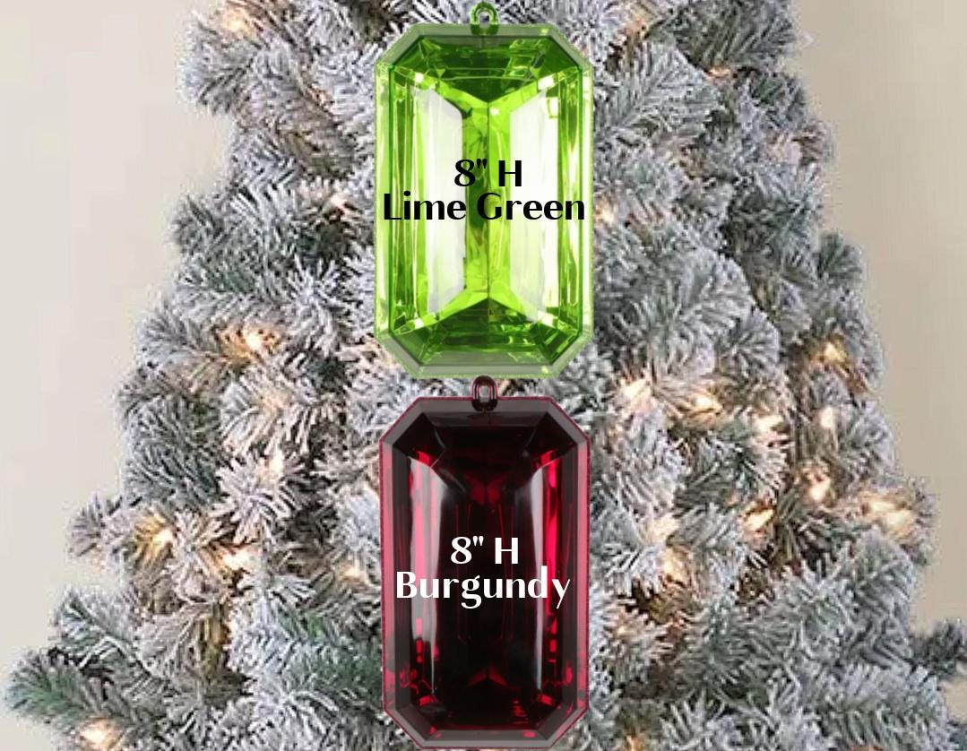 8 Inch Emerald Cut Acrylic Gem Ornament - Jewel Christmas Tree Ornament - Multiple Colors 8 Inch Emerald Cut Acrylic Gem Ornament - Jewel Christmas Tree Ornament - Multiple Colors