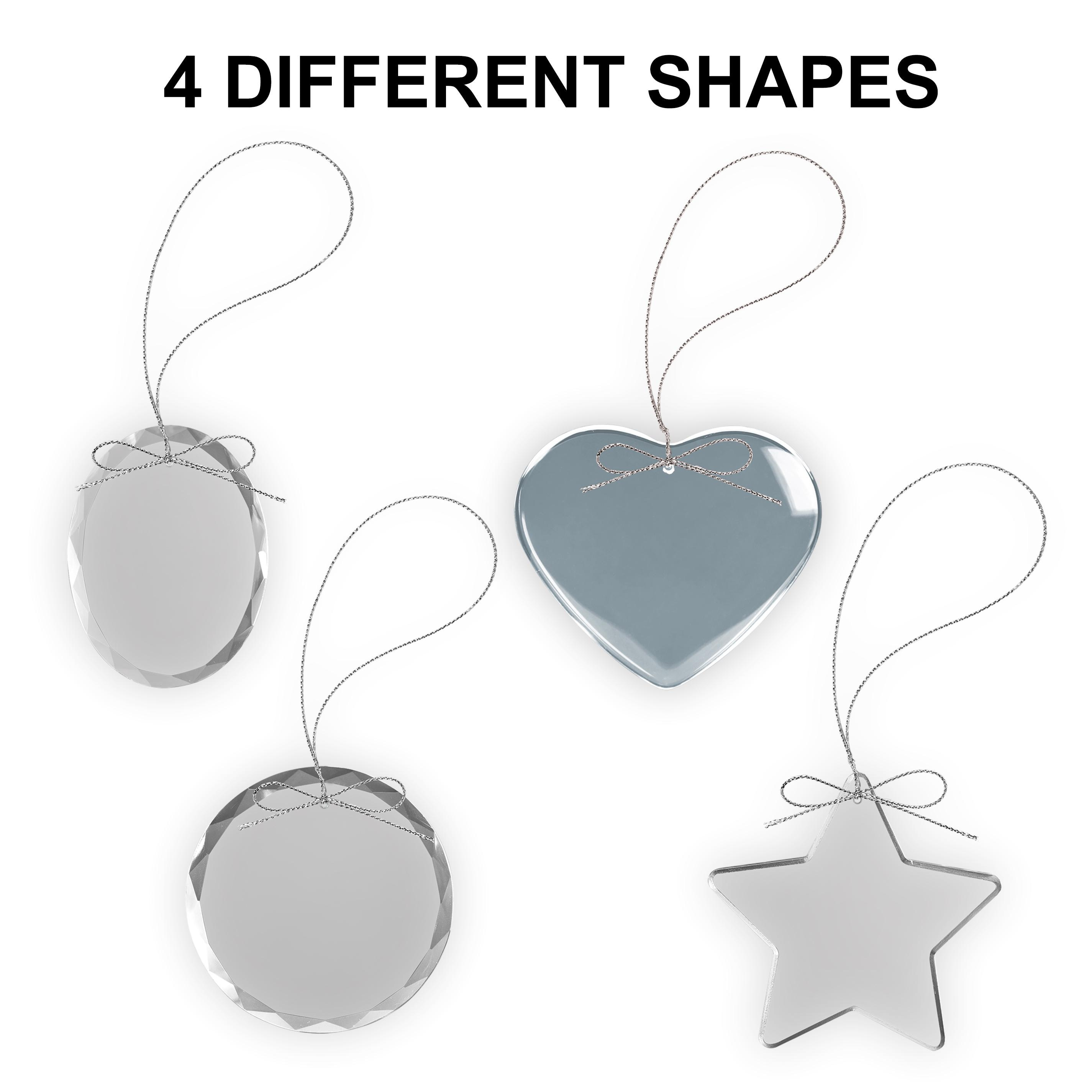 Custom Engraved Glass Ornament - Star, Heart, Oval & Round Family Keepsake Custom Engraved Glass Ornament - Star, Heart, Oval & Round Family Keepsake