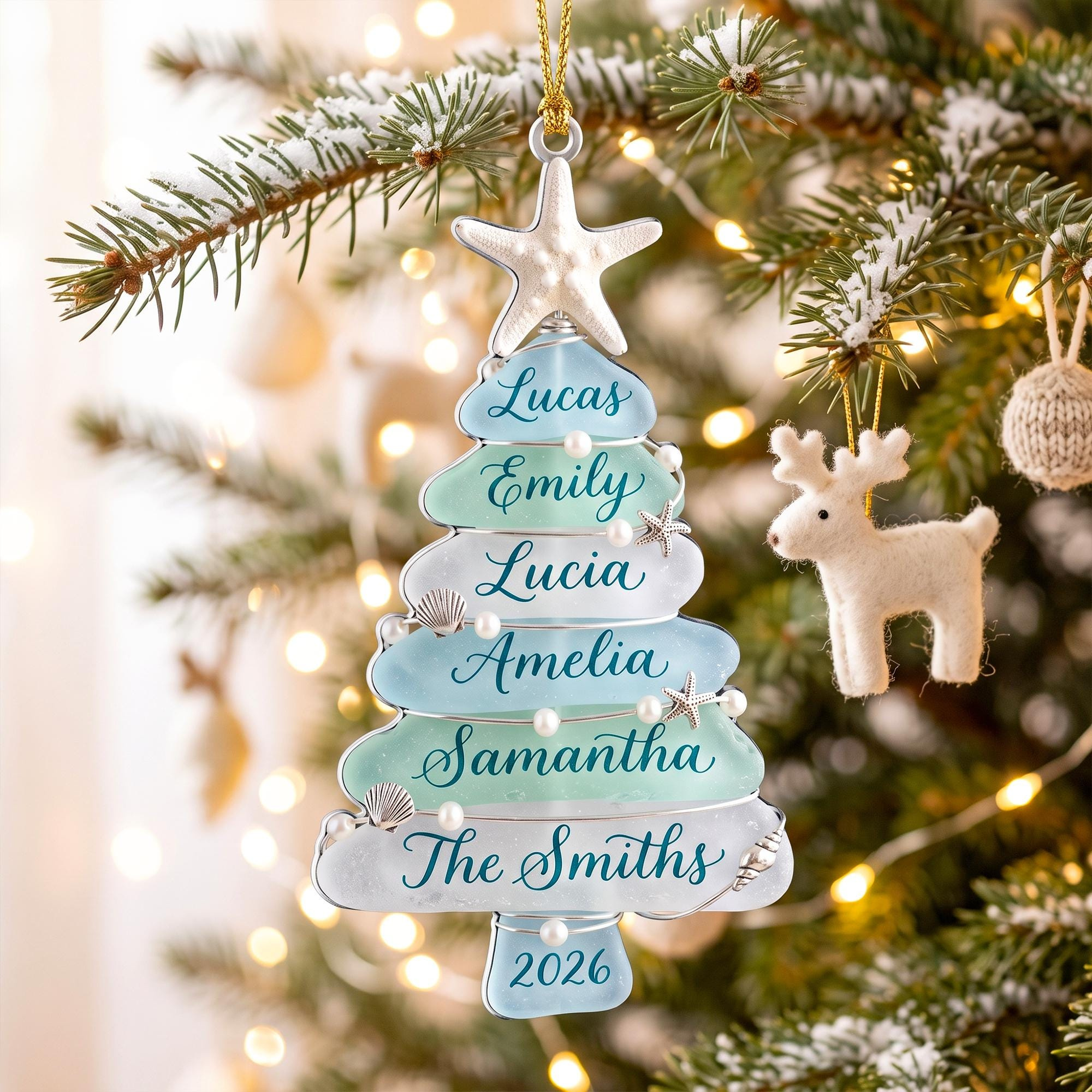 Custom Sea Glass Tree 2026 Ornament With Up To 15 Names - Coastal Family Christmas Keepsake Acrylic 3D Relief Custom Sea Glass Tree 2026 Ornament With Up To 15 Names - Coastal Family Christmas Keepsake Acrylic 3D Relief