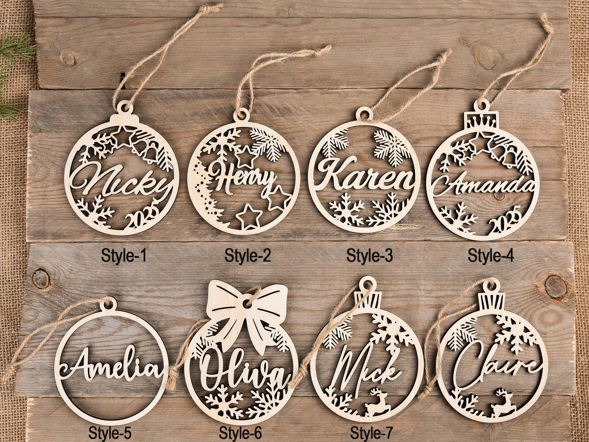 Personalized Wooden Christmas Ornament with Custom Name - Handmade Holiday Tree Decoration 2 - MeasureMason Personalized Wooden Christmas Ornament with Custom Name - Handmade Holiday Tree Decoration 2