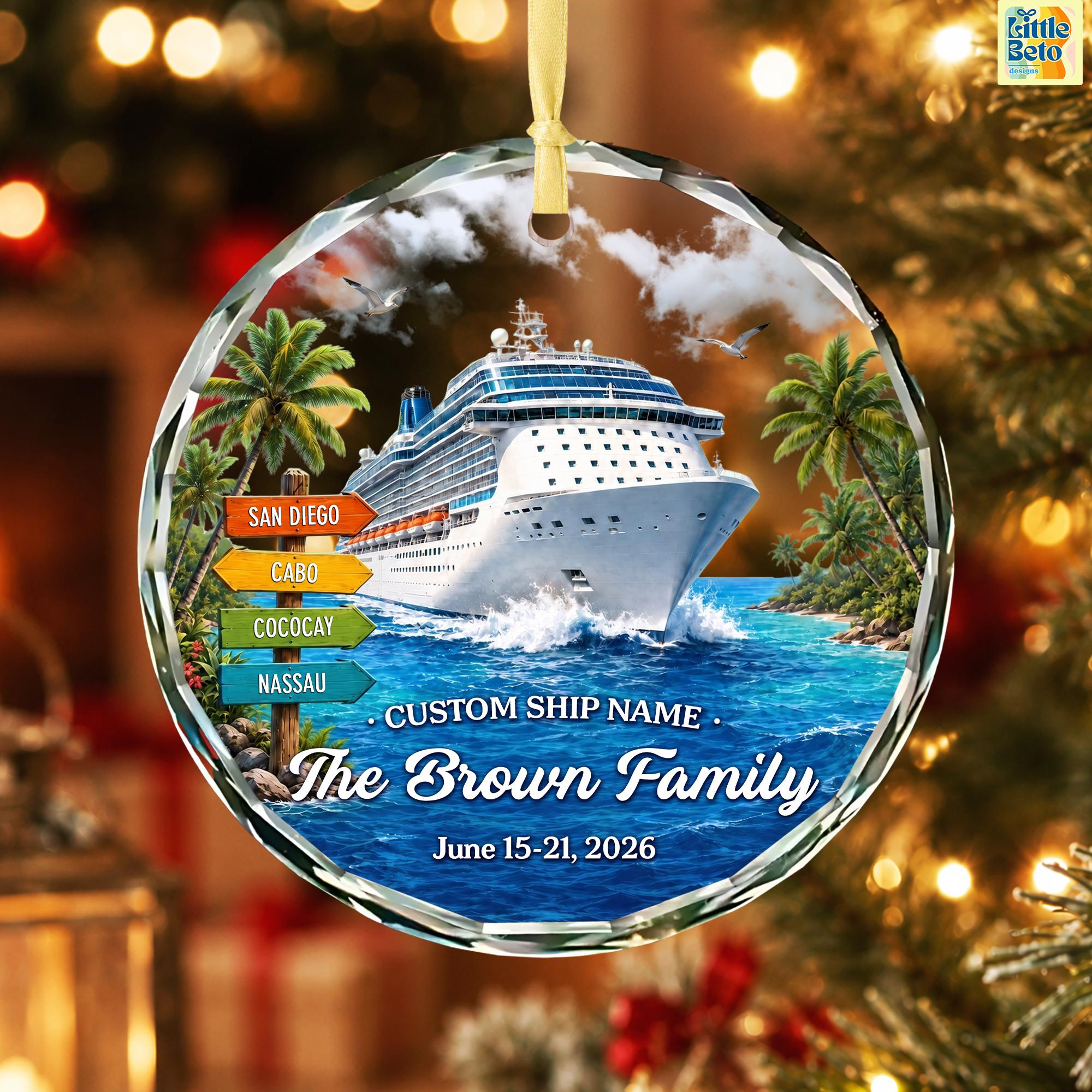 Personalized Travel Adventure Ornament, Cruise Ship Vacation Keepsake, Family Cruise Gift, Honeymoon Christmas Ornament 1 - MeasureMason Personalized Travel Adventure Ornament, Cruise Ship Vacation Keepsake, Family Cruise Gift, Honeymoon Christmas Ornament 1