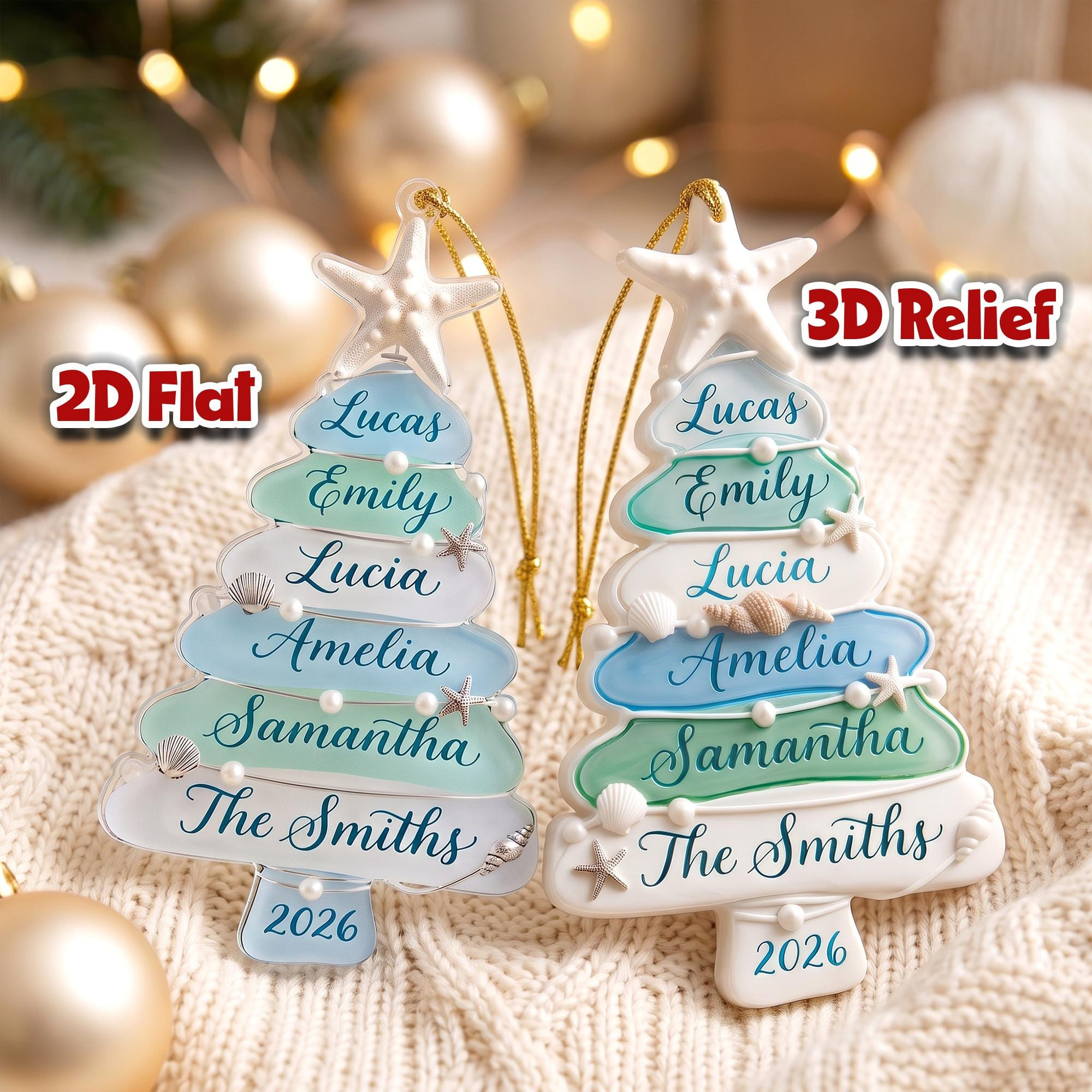 Custom Sea Glass Tree 2026 Ornament With Up To 15 Names - Coastal Family Christmas Keepsake Acrylic 3D Relief 3 - MeasureMason Custom Sea Glass Tree 2026 Ornament With Up To 15 Names - Coastal Family Christmas Keepsake Acrylic 3D Relief 3