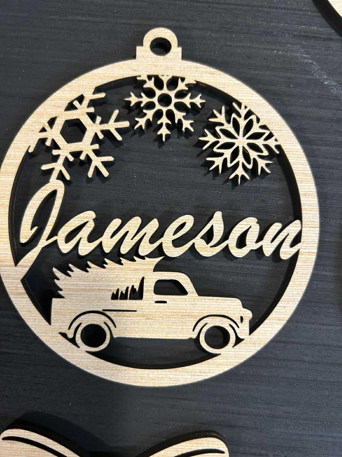 Personalized Wood Christmas Ornament – Pet & Name, Holiday Decor 3 - MeasureMason Personalized Wood Christmas Ornament – Pet & Name, Holiday Decor 3