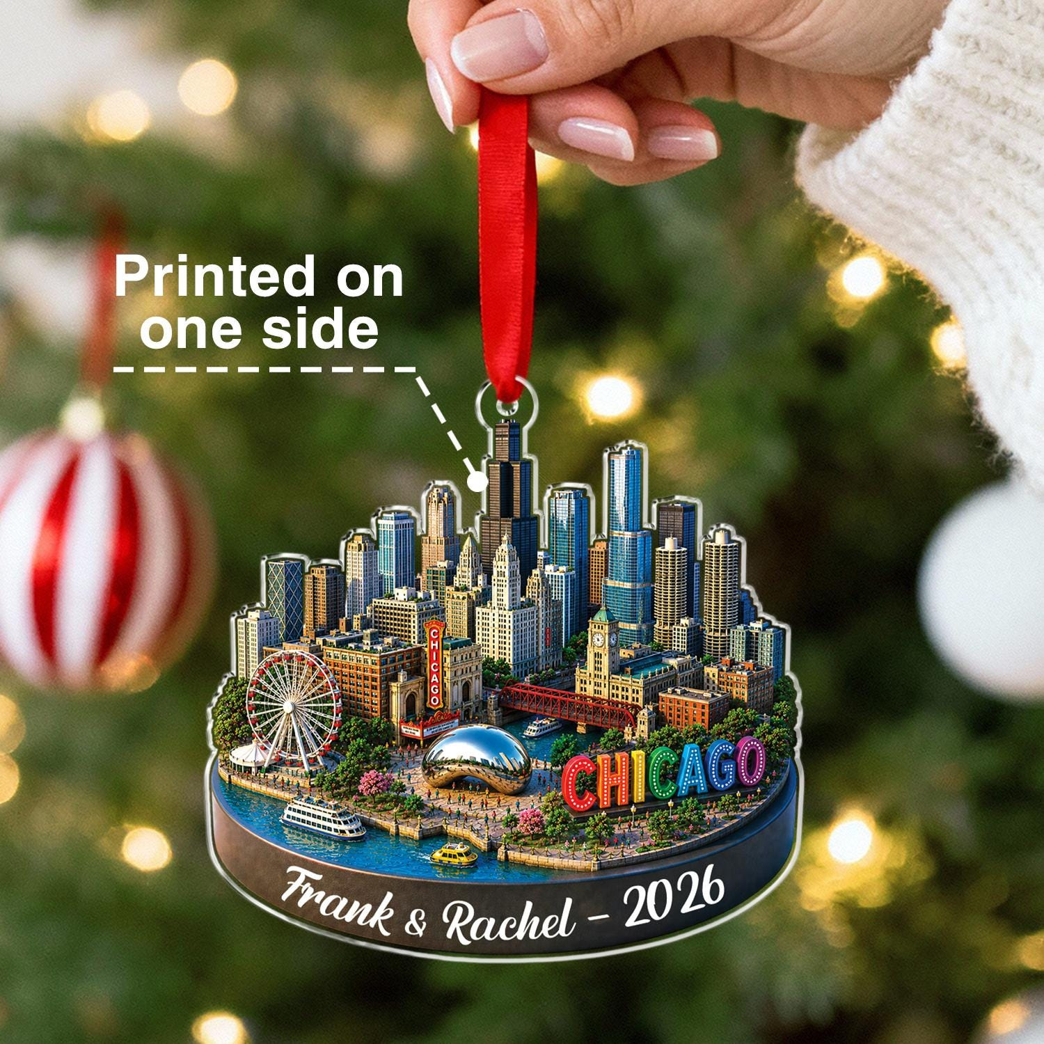 Personalized Chicago Ornament - Custom City Skyline Acrylic Christmas Keepsake, Family Travel Souvenir Gift 3 - MeasureMason Personalized Chicago Ornament - Custom City Skyline Acrylic Christmas Keepsake, Family Travel Souvenir Gift 3