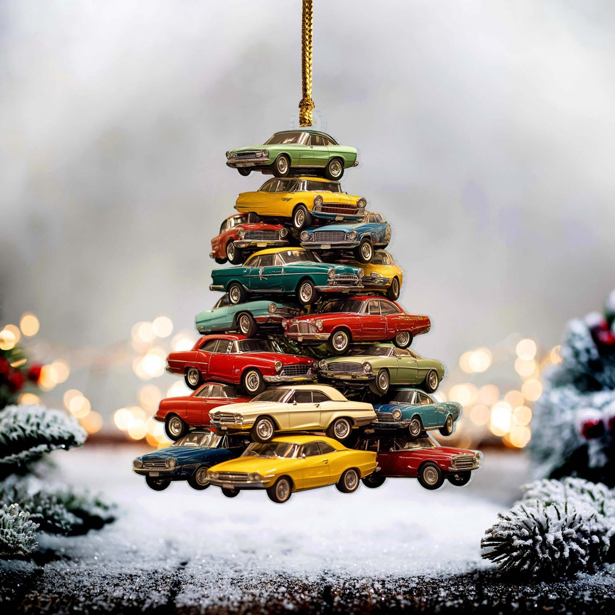 Muscle Car Collection Christmas Ornament - Acrylic Car Lover Xmas Tree Decor, Holiday Gift for Car Enthusiast 2 - MeasureMason Muscle Car Collection Christmas Ornament - Acrylic Car Lover Xmas Tree Decor, Holiday Gift for Car Enthusiast 2