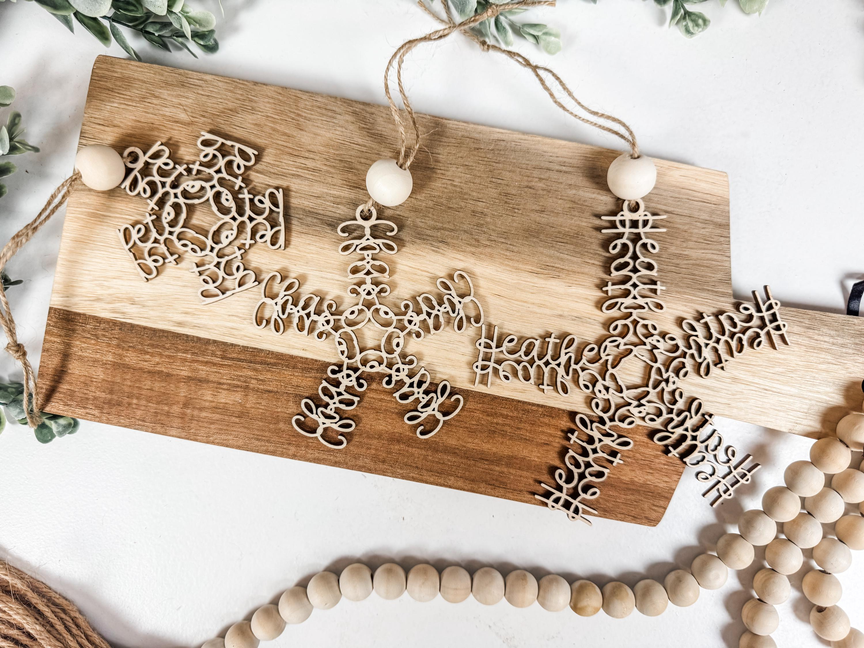 Personalized Snowflake Ornament, Laser Cut Wood Christmas Decoration with Custom Name, Holiday Tree Ornament Gift