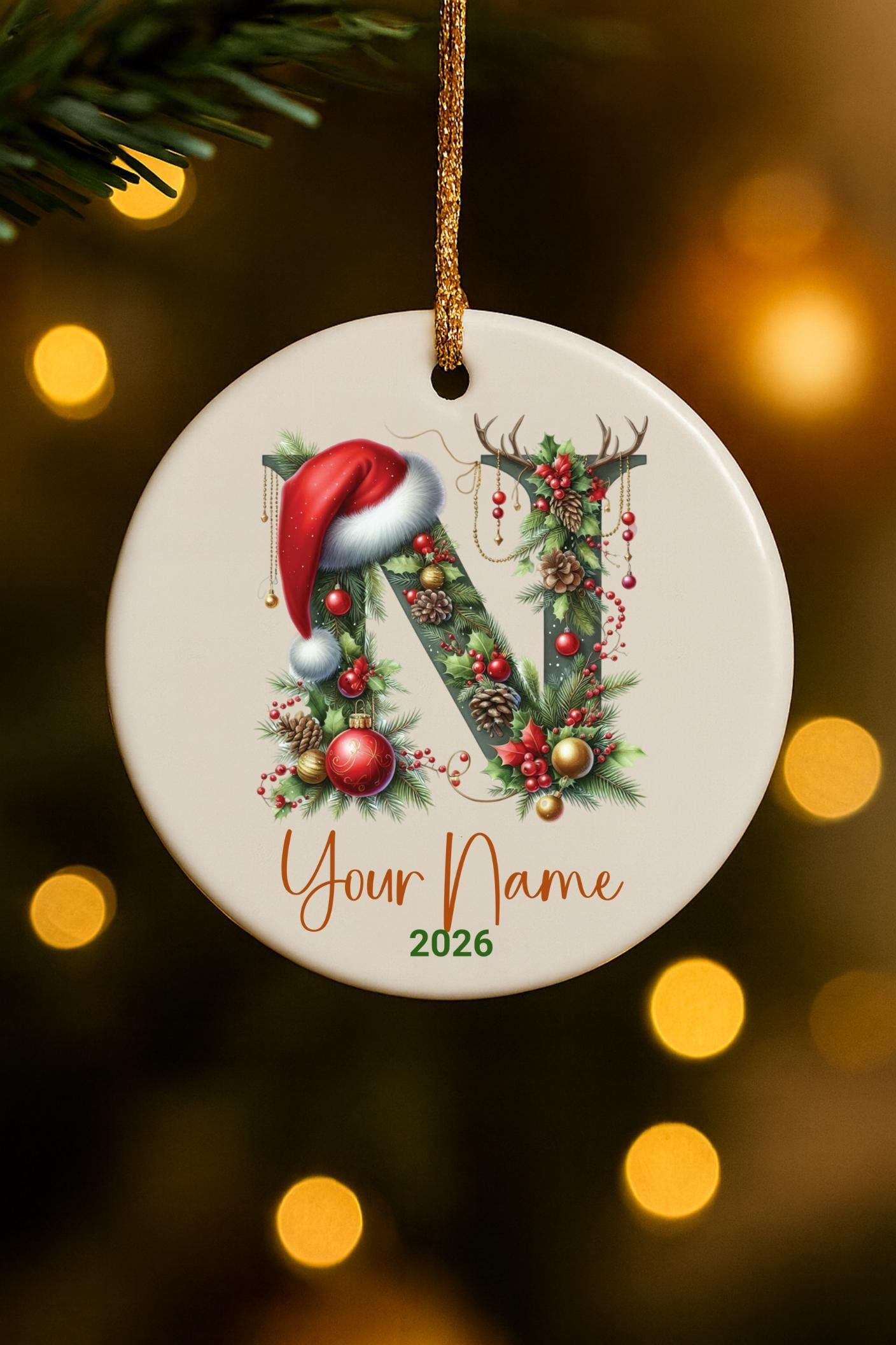 Personalized Monogram Family Ornament – Custom Initial & Year Keepsake Gift