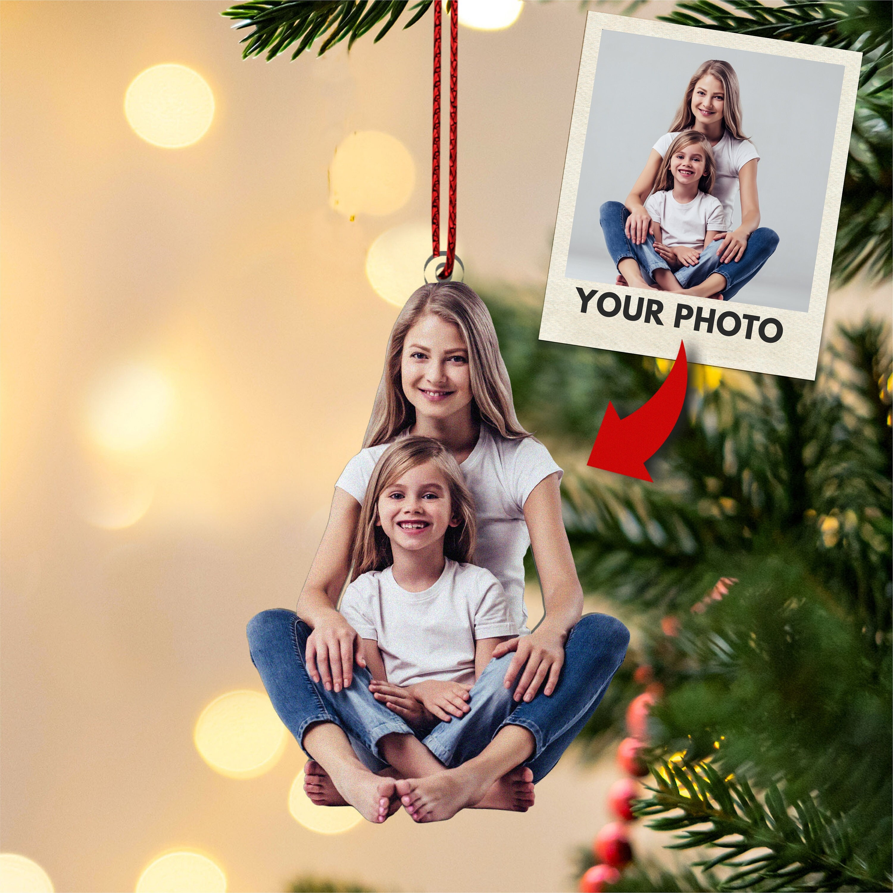 Custom Acrylic Photo Christmas Ornament - Personalized Family Keepsake