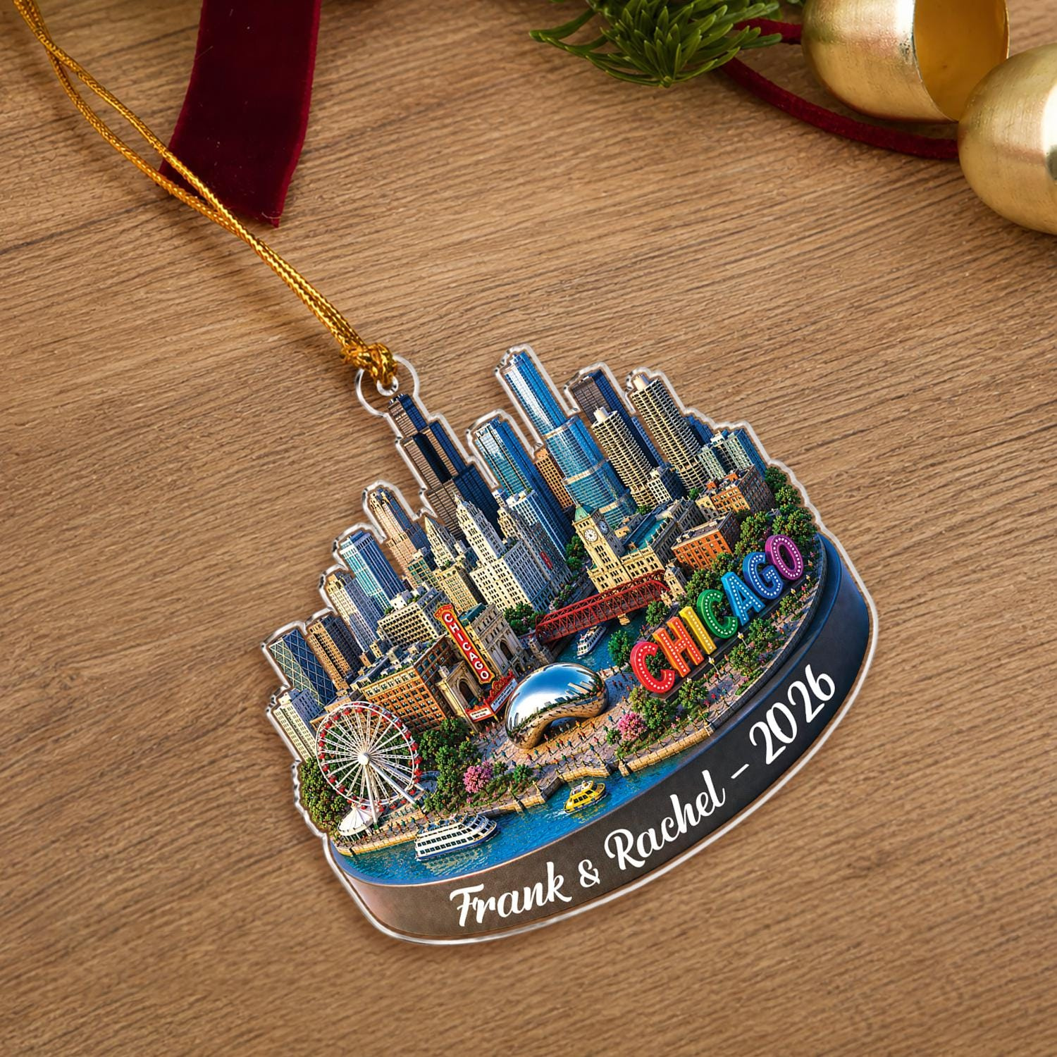 Personalized Chicago Ornament - Custom City Skyline Acrylic Christmas Keepsake, Family Travel Souvenir Gift 1 - MeasureMason Personalized Chicago Ornament - Custom City Skyline Acrylic Christmas Keepsake, Family Travel Souvenir Gift 1