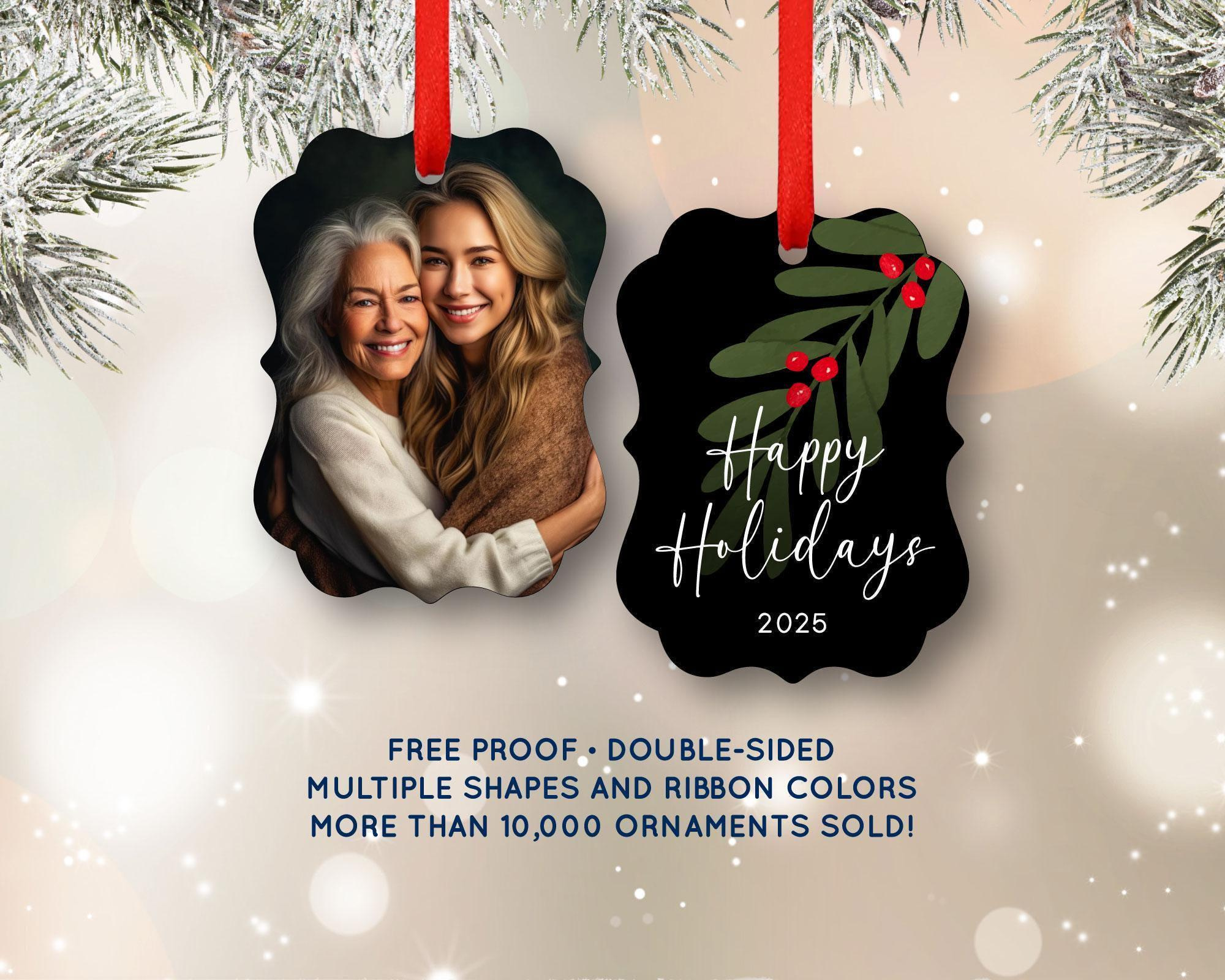 Personalized Holly 2-Sided Photo Ornament - Custom Double-Sided Christmas Gift - Free Proof Personalized Holly 2-Sided Photo Ornament - Custom Double-Sided Christmas Gift - Free Proof