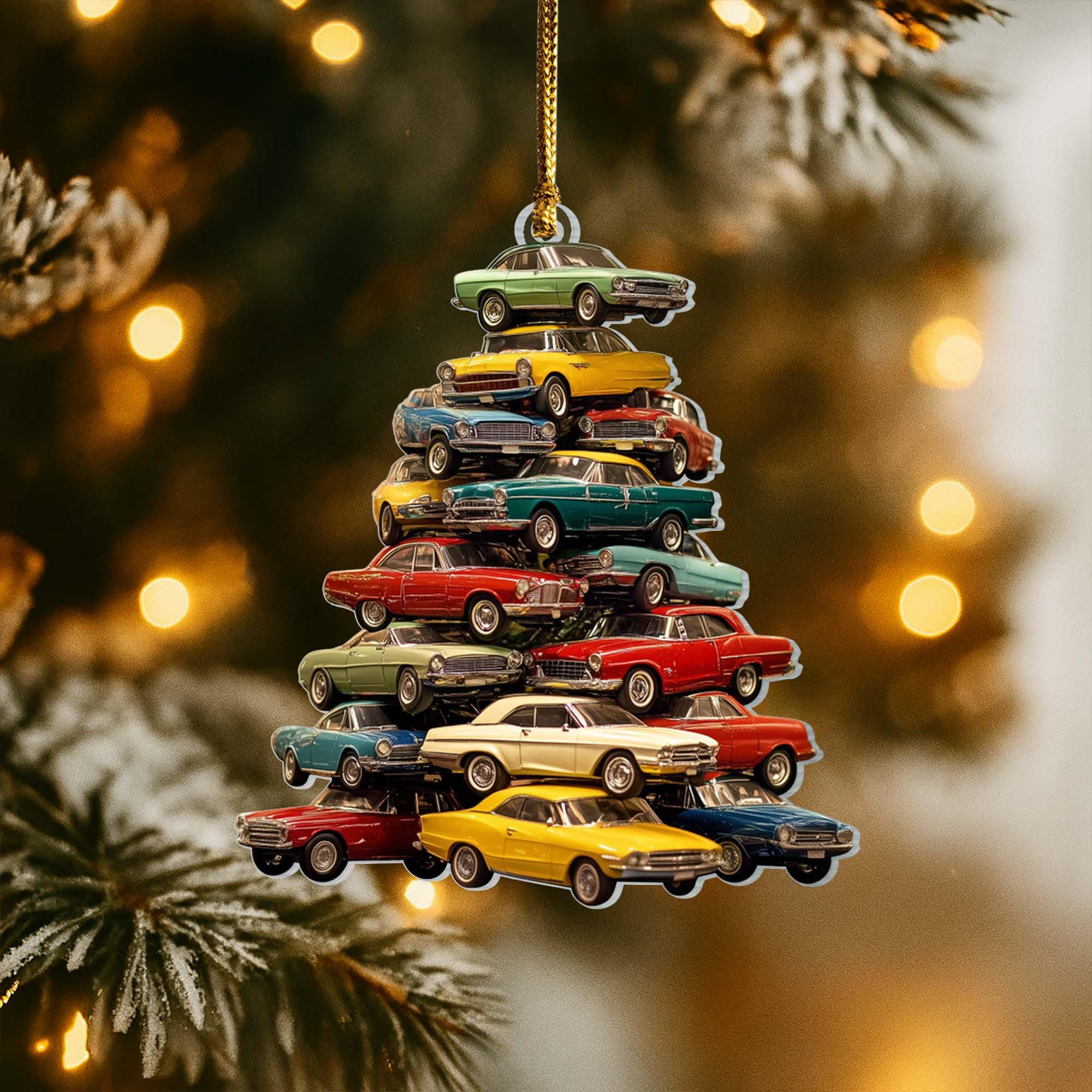 Muscle Car Collection Christmas Ornament - Acrylic Car Lover Xmas Tree Decor, Holiday Gift for Car Enthusiast 4 - MeasureMason Muscle Car Collection Christmas Ornament - Acrylic Car Lover Xmas Tree Decor, Holiday Gift for Car Enthusiast 4