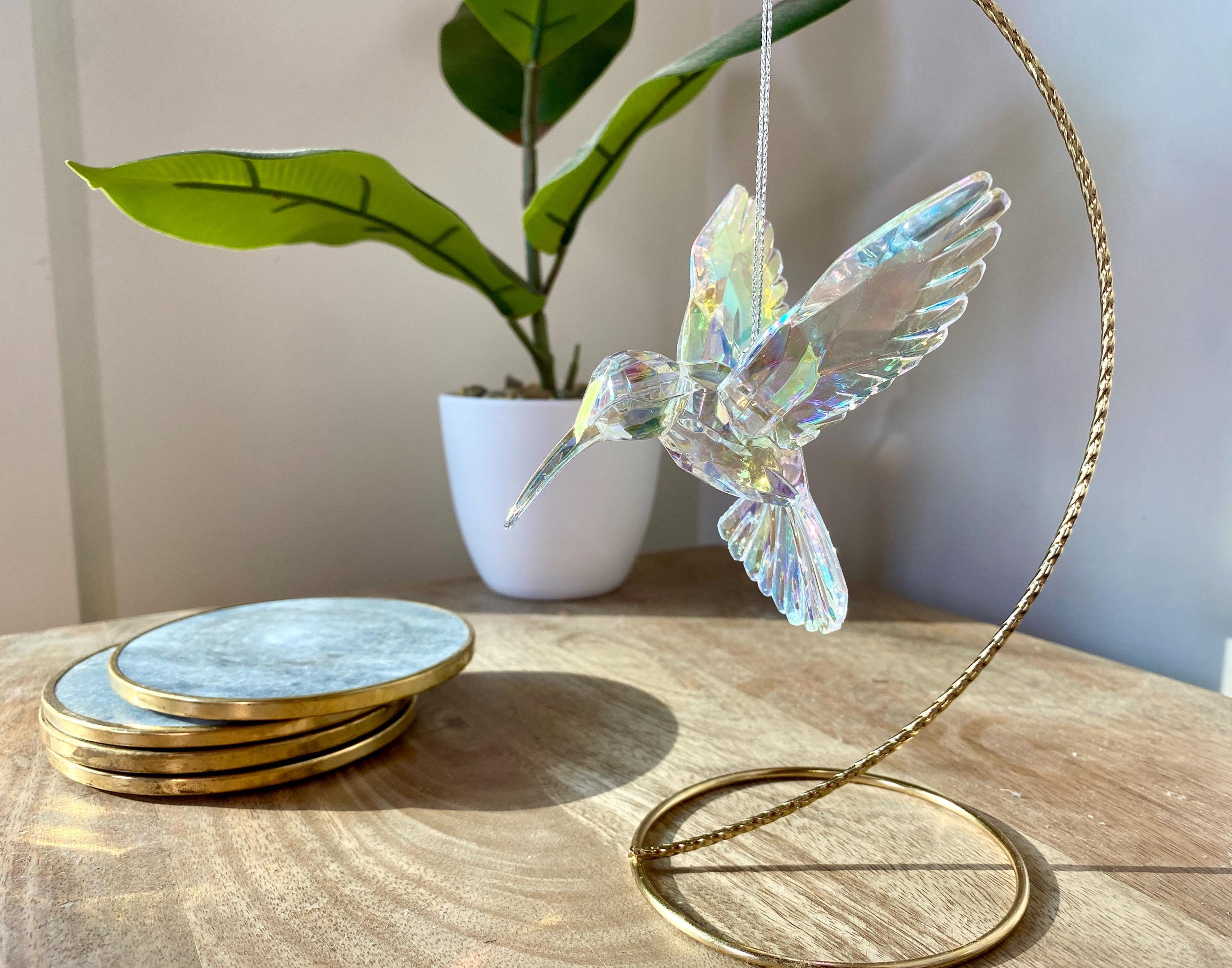 Hummingbird Christmas Ornament Clear Faceted Acrylic Suncatcher for Tree or Window 1 - MeasureMason Hummingbird Christmas Ornament Clear Faceted Acrylic Suncatcher for Tree or Window 1