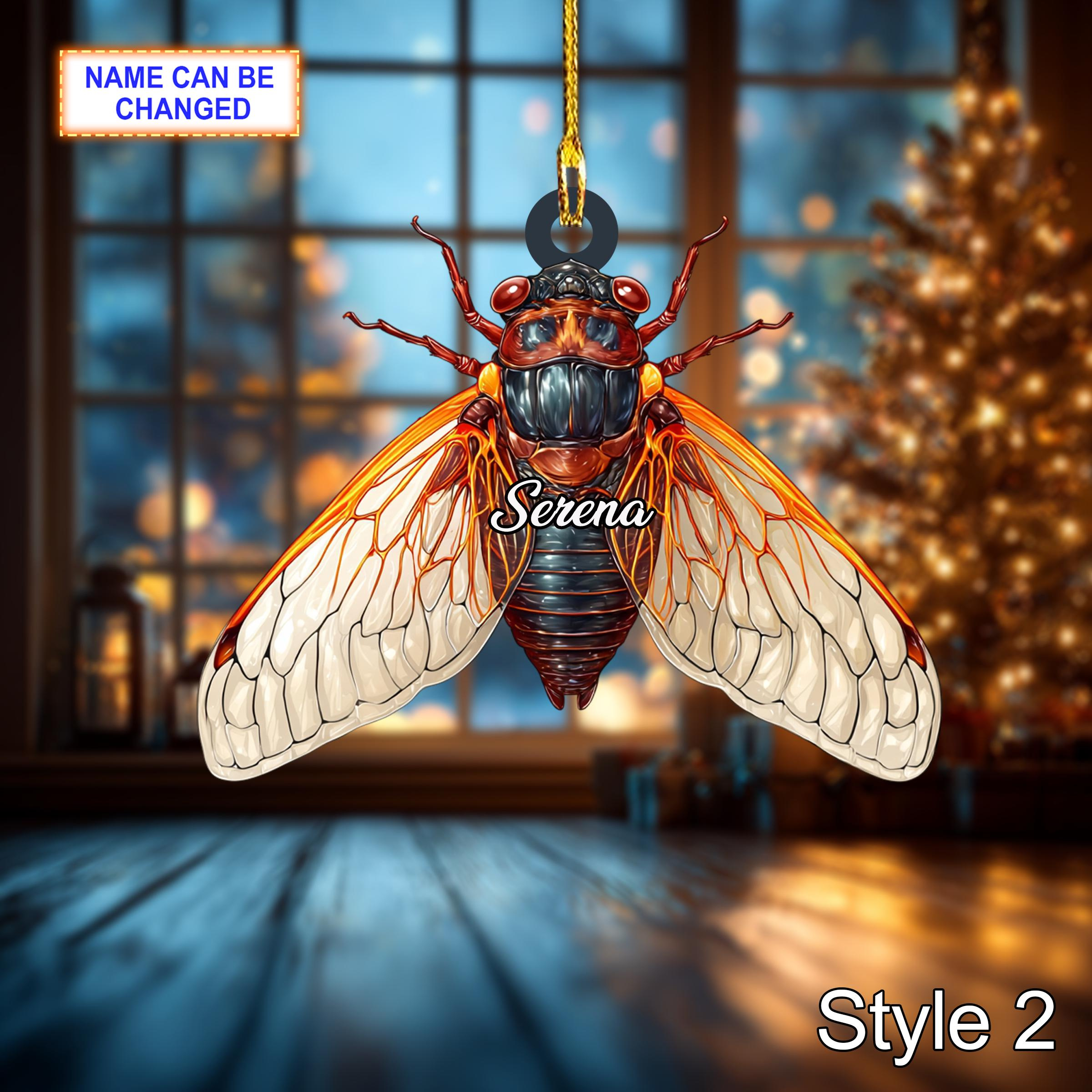 Personalized Cicada Christmas Ornament with Custom Name, Flat Holiday Tree Decor 3 - MeasureMason Personalized Cicada Christmas Ornament with Custom Name, Flat Holiday Tree Decor 3