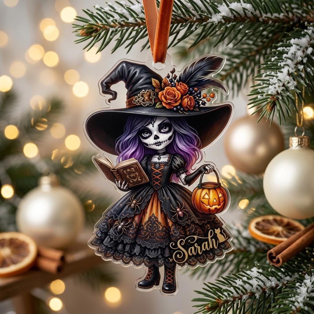 Little Witch Personalized Witch Custom Shaped Ornament, Tree Decor, Creepy Witchy Ornament for Wiccan, Preppy Ornament, Ornament Gift 2026 Little Witch Personalized Witch Custom Shaped Ornament, Tree Decor, Creepy Witchy Ornament for Wiccan, Preppy Ornament, Ornament Gift 2026