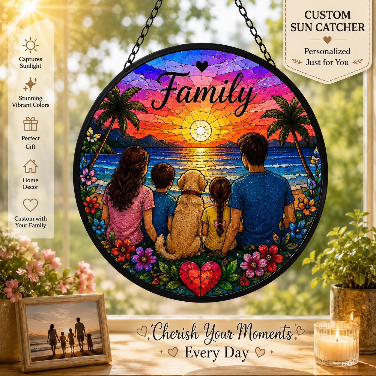 Custom Family Suncatcher Personalized Pet Name Window Hanging Gift