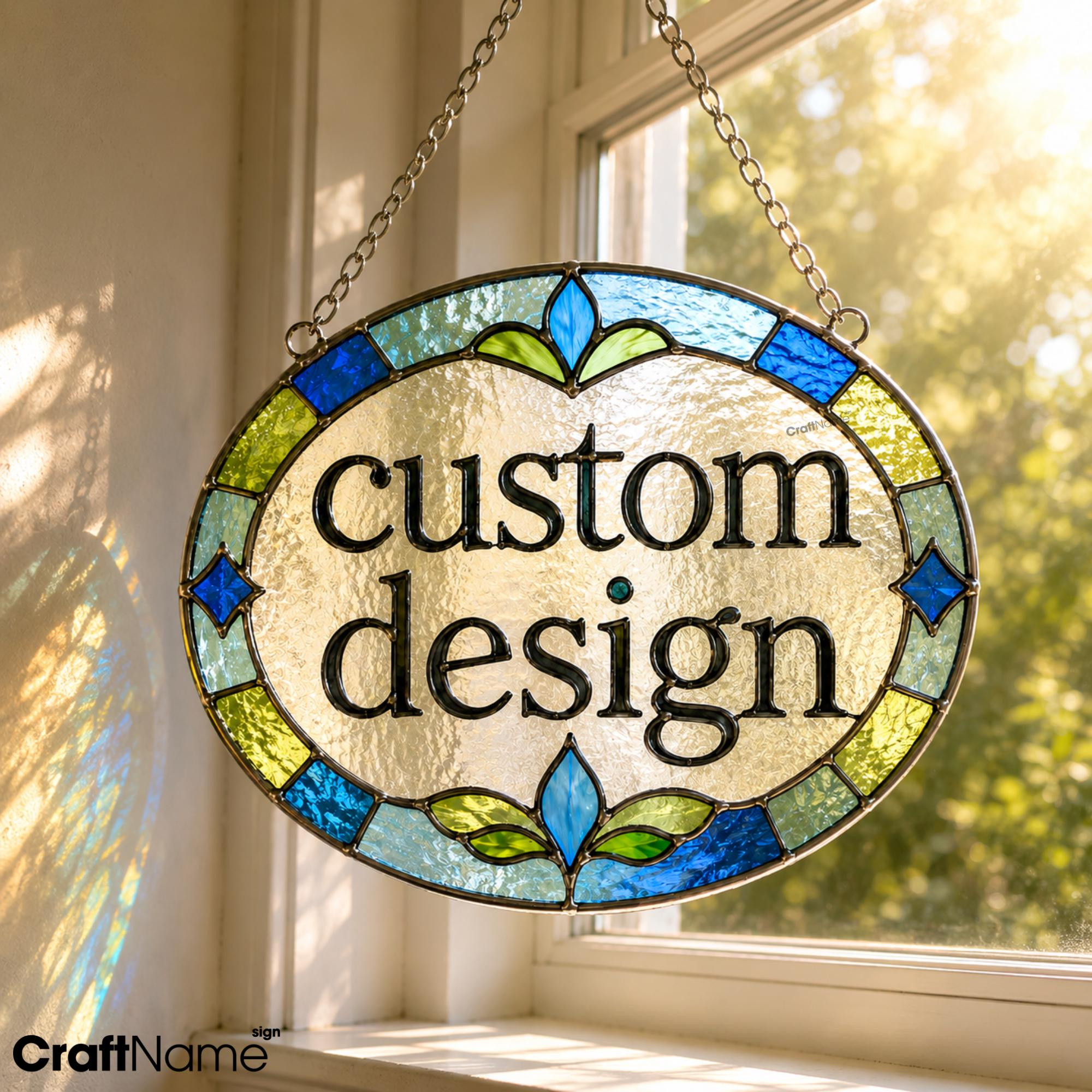 Custom Stained Glass Suncatcher Personalized Window Hanging Decor